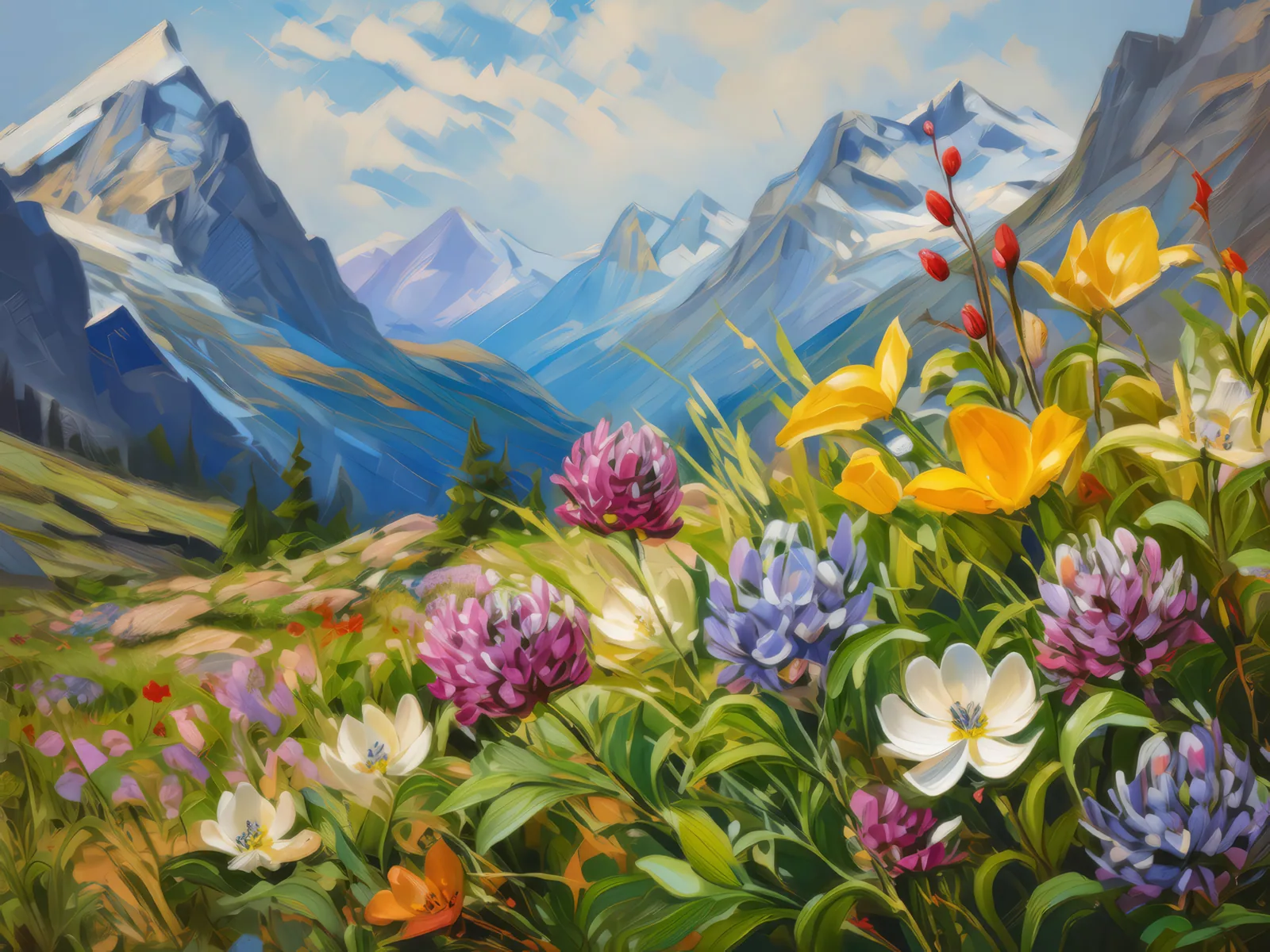 Alpine Tundra Flora, a palette-knife oil landscape by Emma Mickelberg