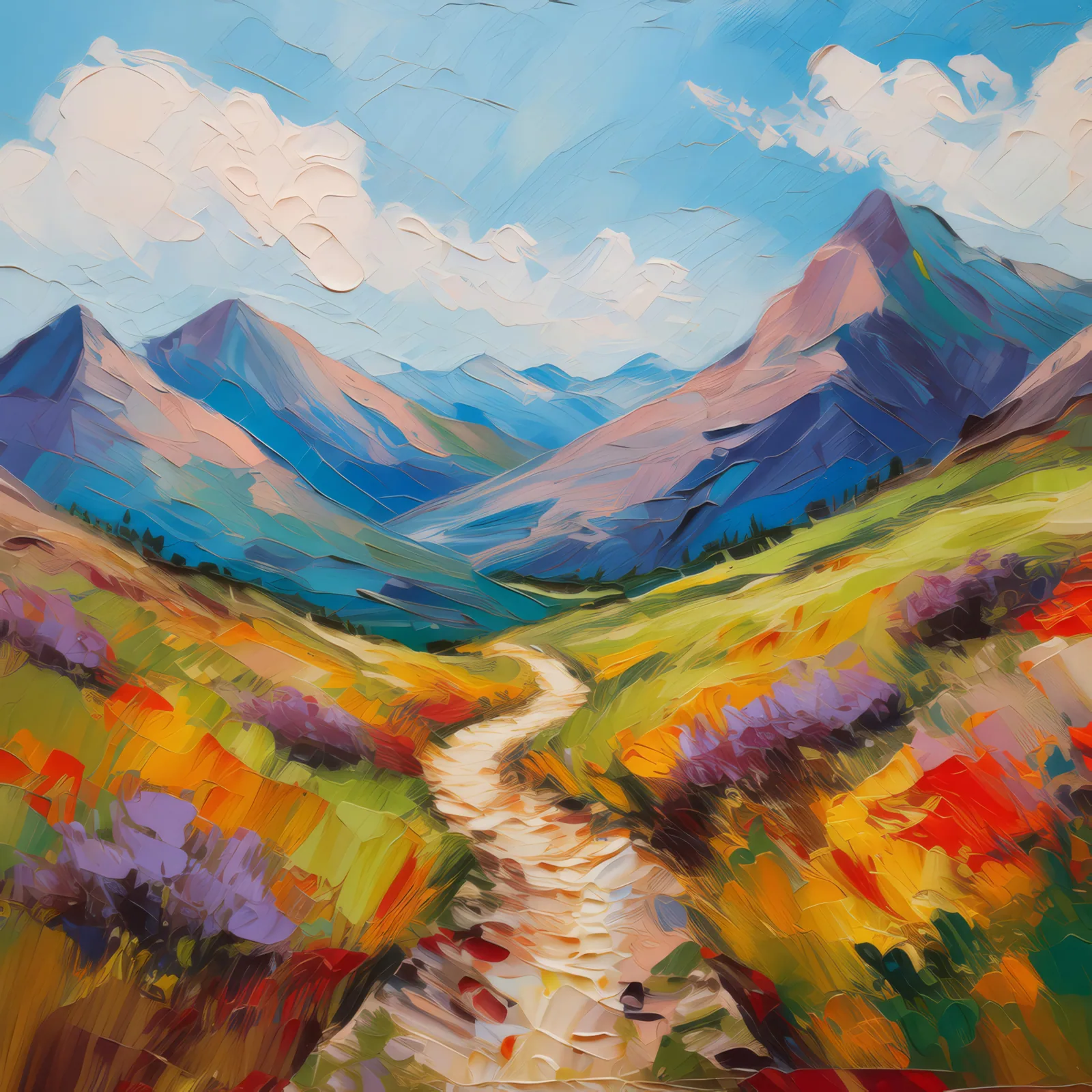 Alpine Tundra Trail, a palette-knife oil landscape by Emma Mickelberg