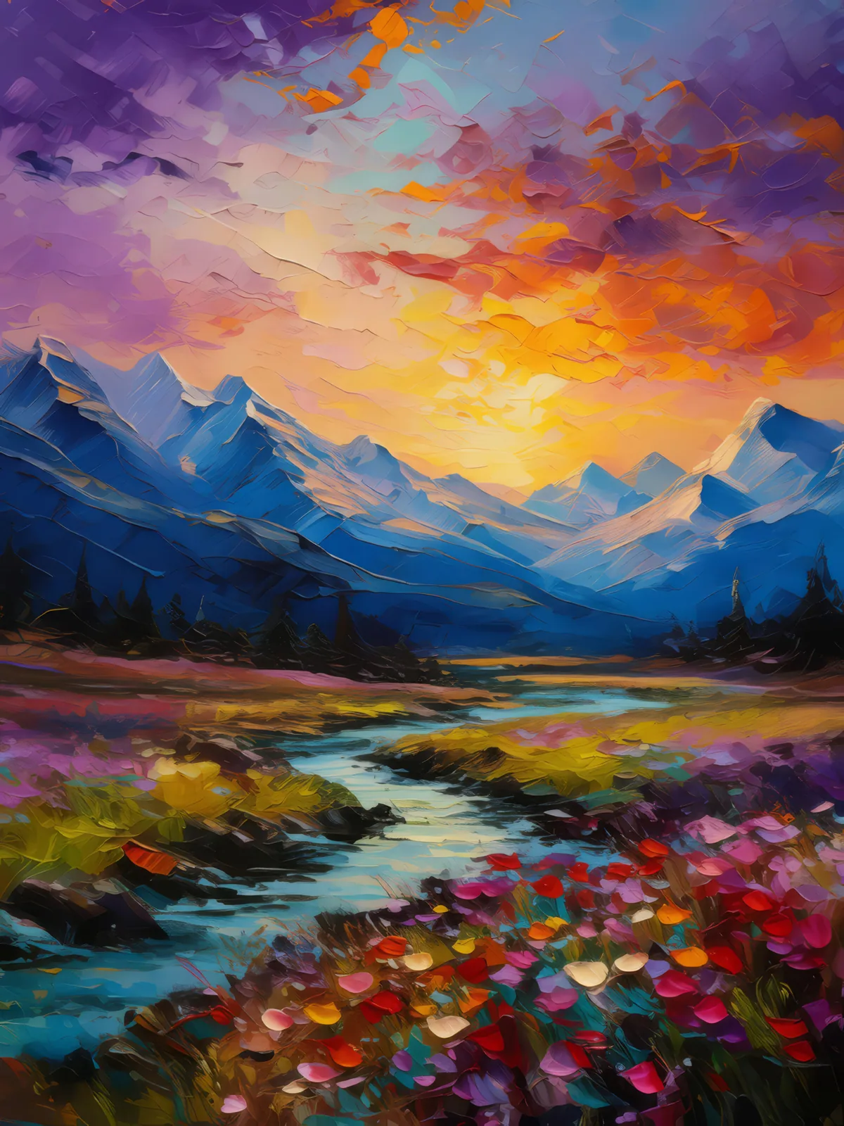 Alpine Tundra Twilight, a palette-knife oil landscape by Emma Mickelberg