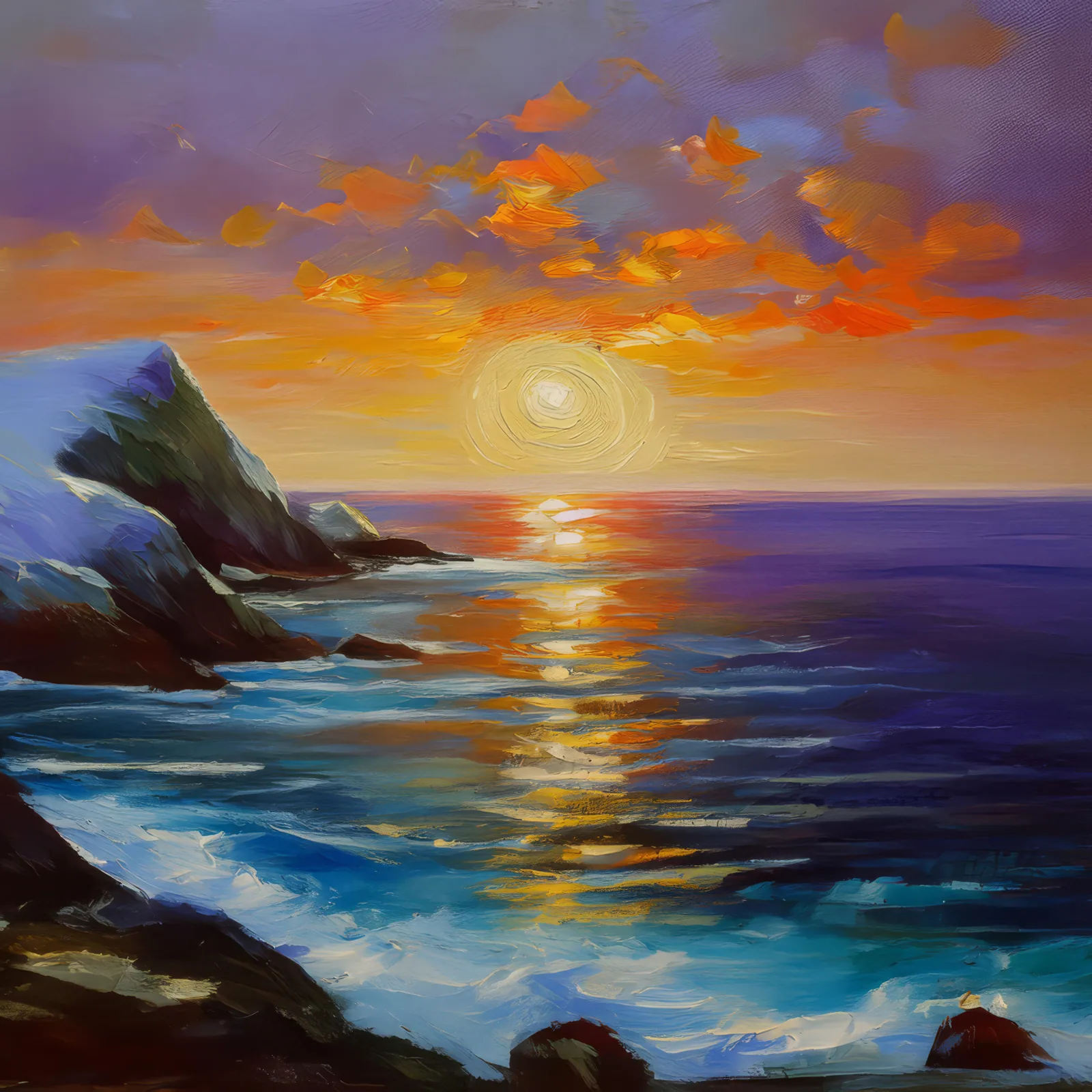 Arctic Dawn, a palette-knife oil landscape by Emma Mickelberg