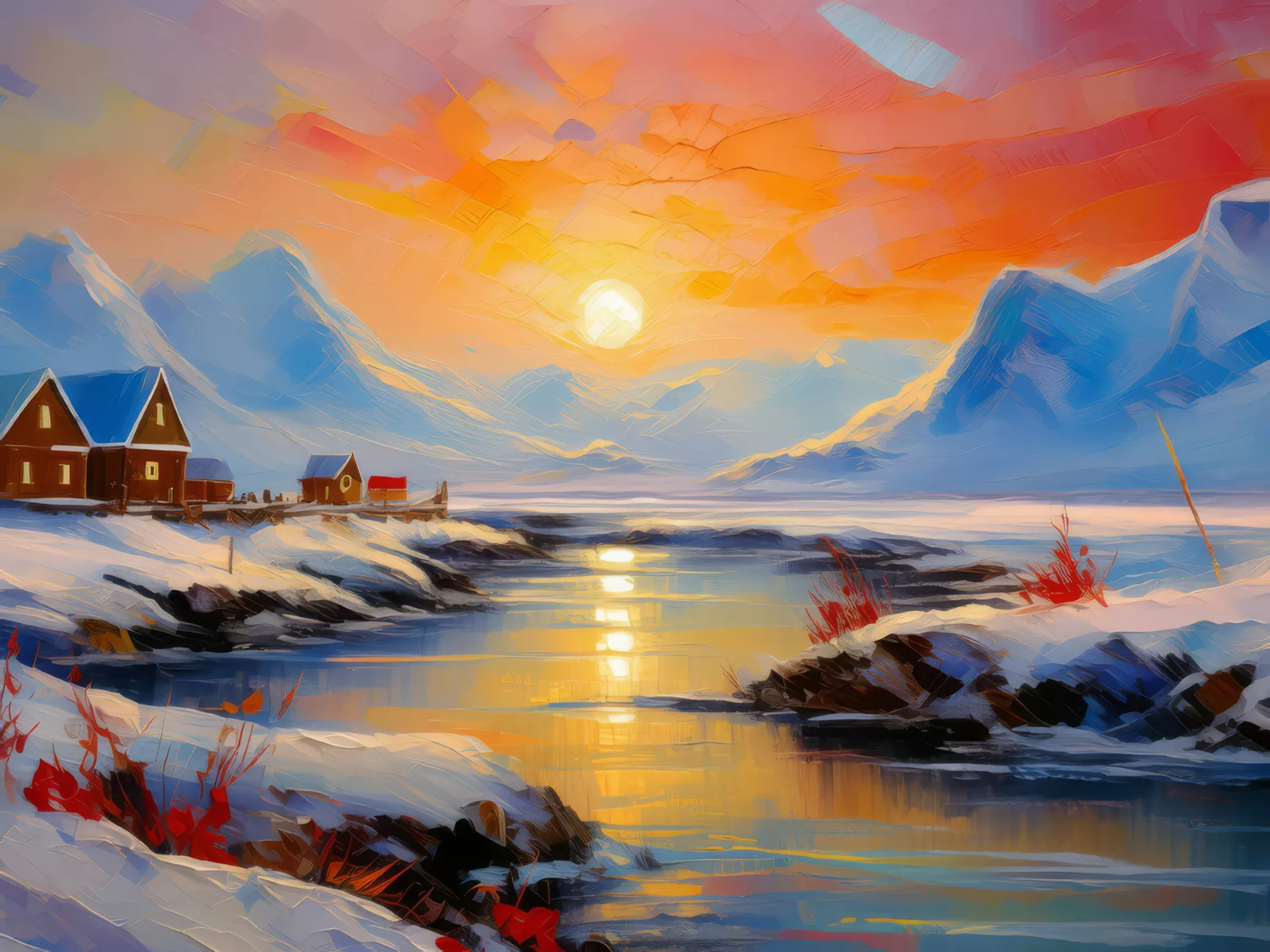 Arctic Desert's Quiet Morning, a palette-knife oil landscape by Emma Mickelberg