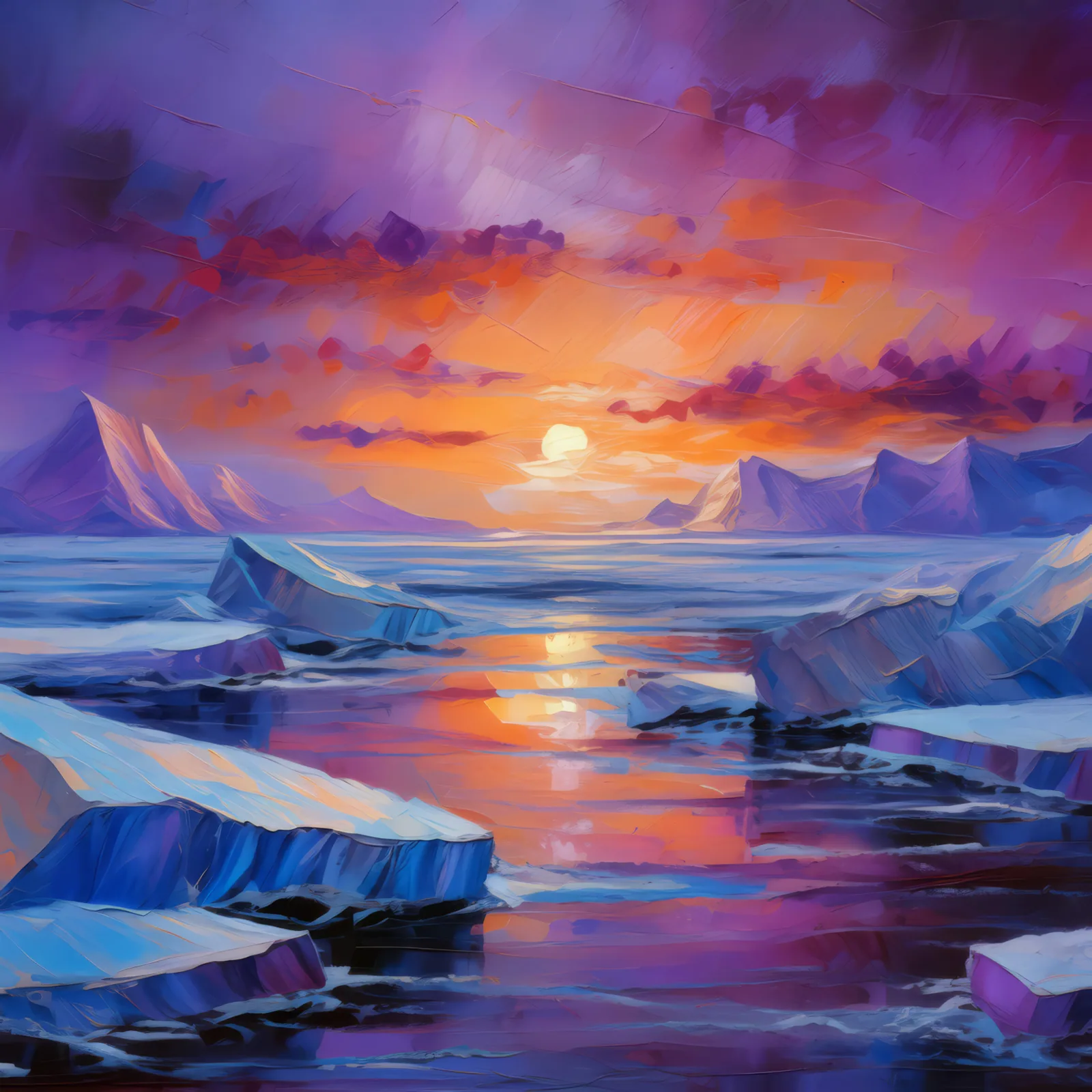 Arctic Desert's Twilight, a palette-knife oil landscape by Emma Mickelberg