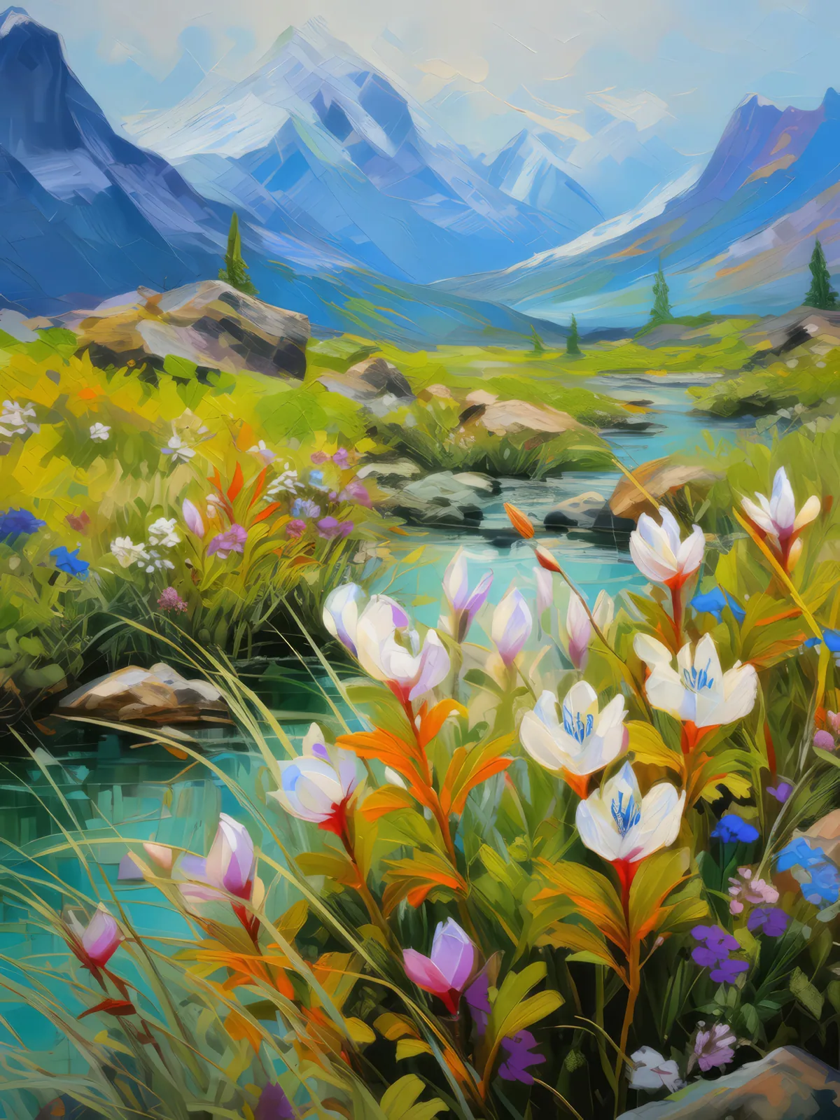 Arctic Flora and Fauna, a palette-knife oil landscape by Emma Mickelberg