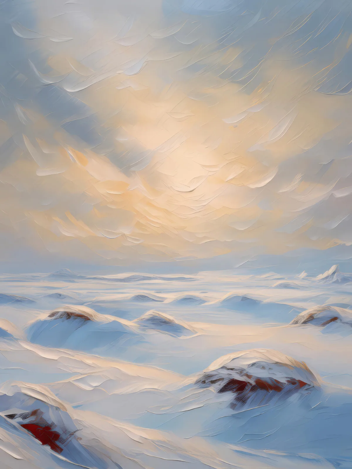 Arctic Frozen Tundra, a palette-knife oil landscape by Emma Mickelberg