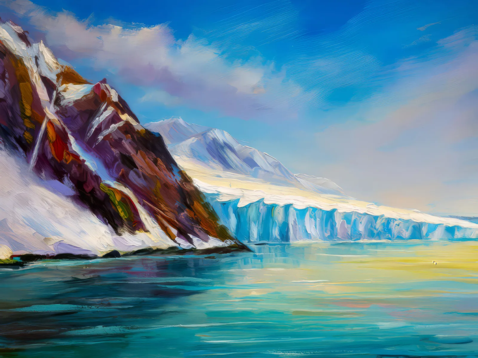 Arctic Glacier Edge, a palette-knife oil landscape by Emma Mickelberg