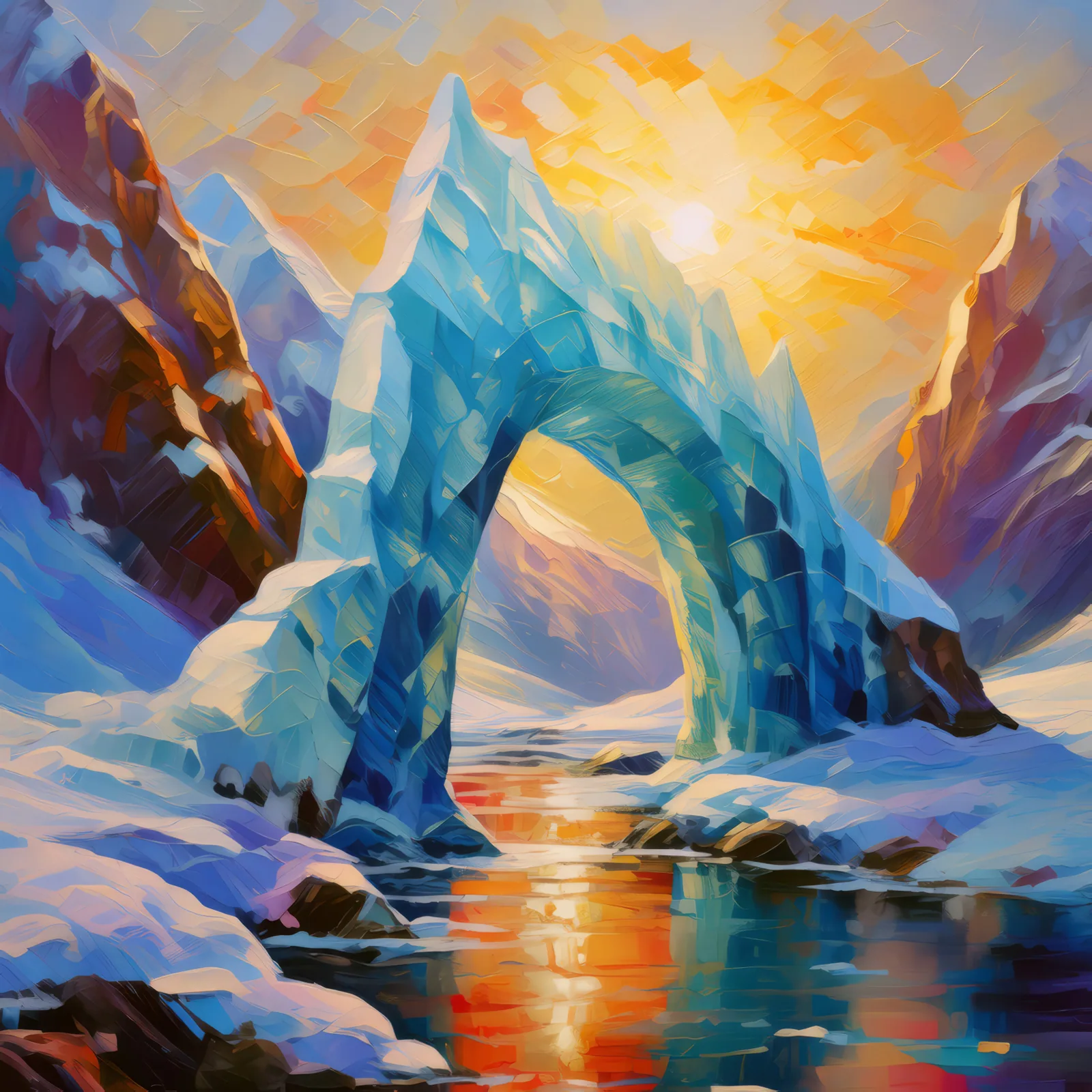Arctic Ice Arch, a palette-knife oil landscape by Emma Mickelberg