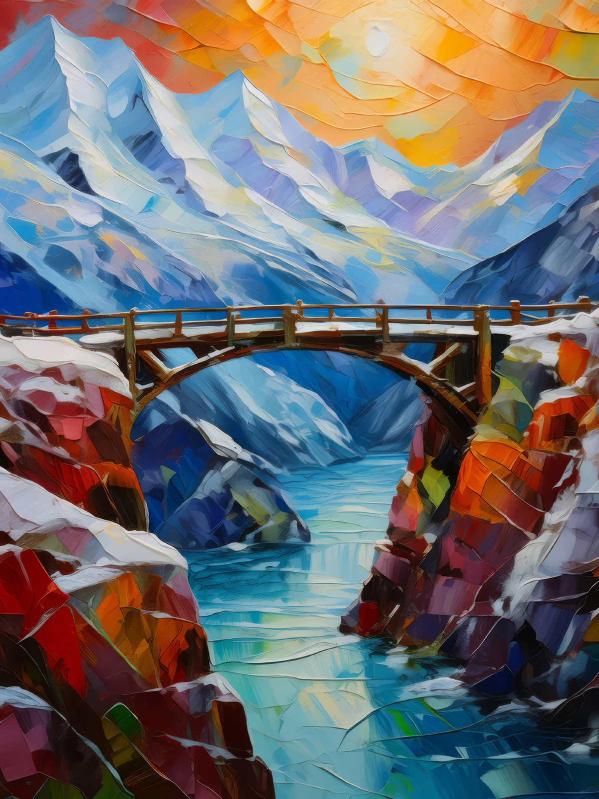 Arctic Ice Bridge, a palette-knife oil landscape by Emma Mickelberg