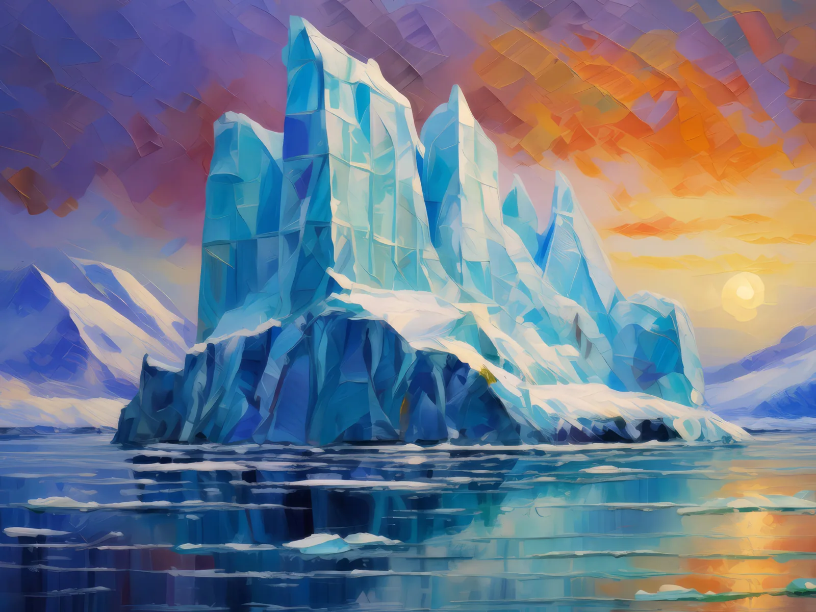 Arctic Ice Palace, a palette-knife oil landscape by Emma Mickelberg