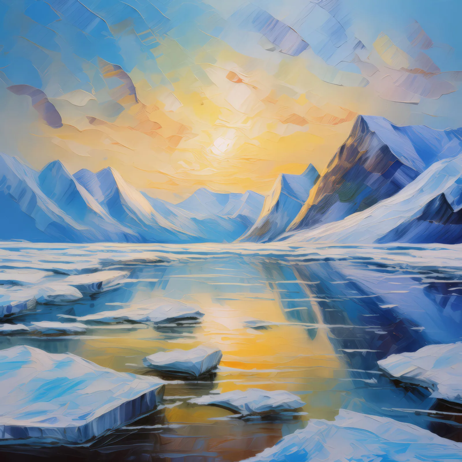 Arctic Ice Plateau, a palette-knife oil landscape by Emma Mickelberg