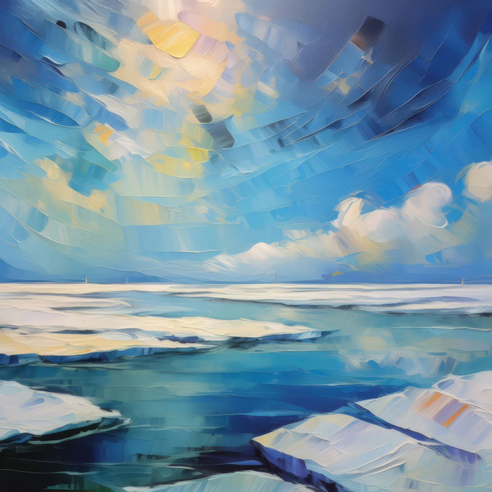 Arctic Icefield Vista, a palette-knife oil landscape by Emma Mickelberg