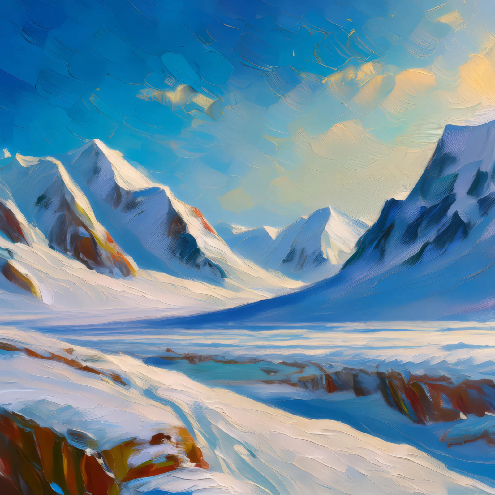 Arctic Mountain Plateau, a palette-knife oil landscape by Emma Mickelberg