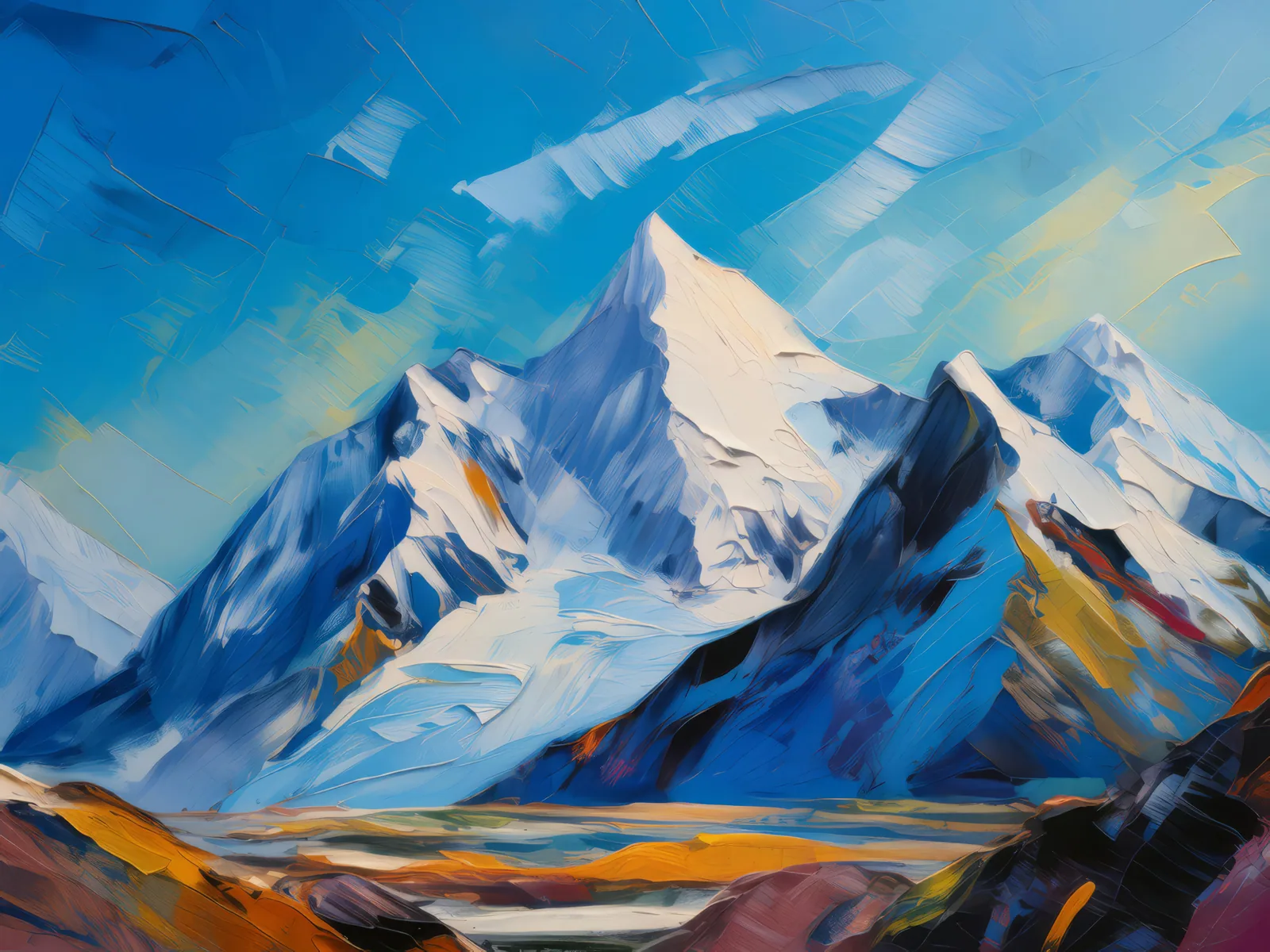 Arctic Mountain Range, a palette-knife oil landscape by Emma Mickelberg