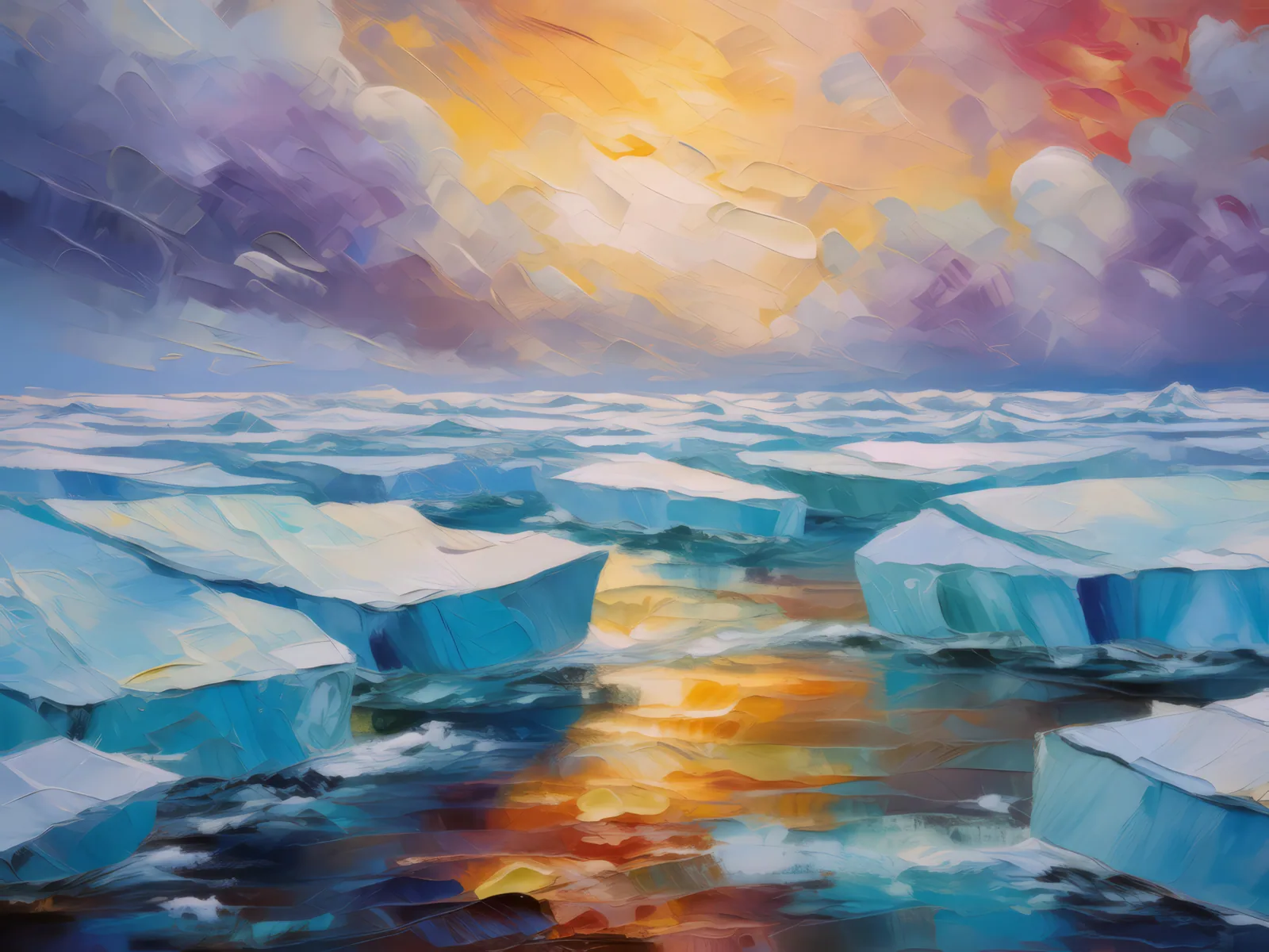 Arctic Sea Ice, a palette-knife oil landscape by Emma Mickelberg