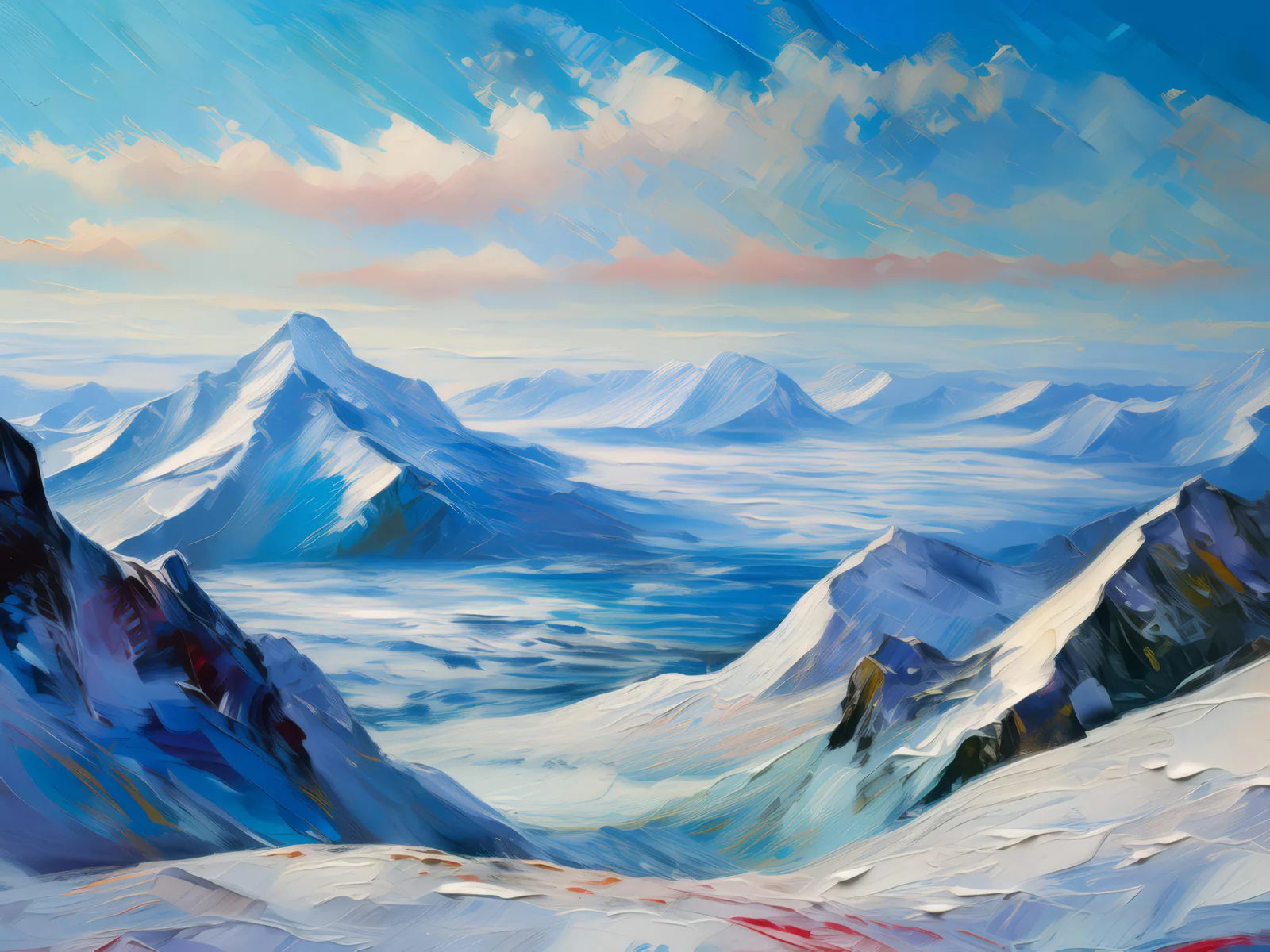 Arctic Summit View, a palette-knife oil landscape by Emma Mickelberg