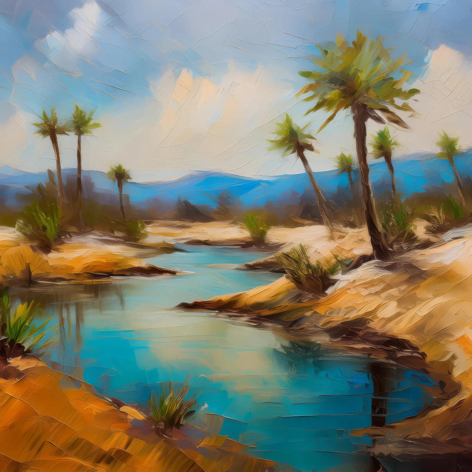 Arid Boreal Oasis, a palette-knife oil landscape by Emma Mickelberg
