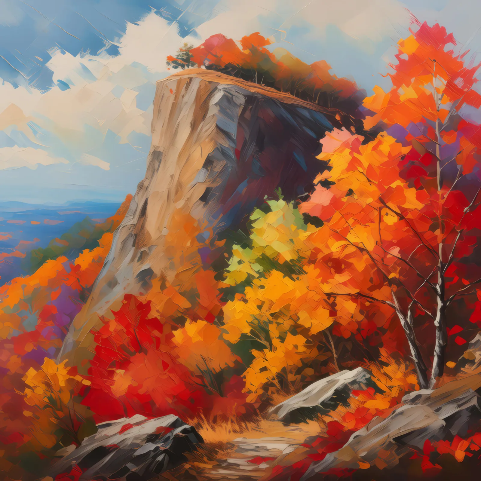 Autumn Bluff Colors, a palette-knife oil landscape by Emma Mickelberg