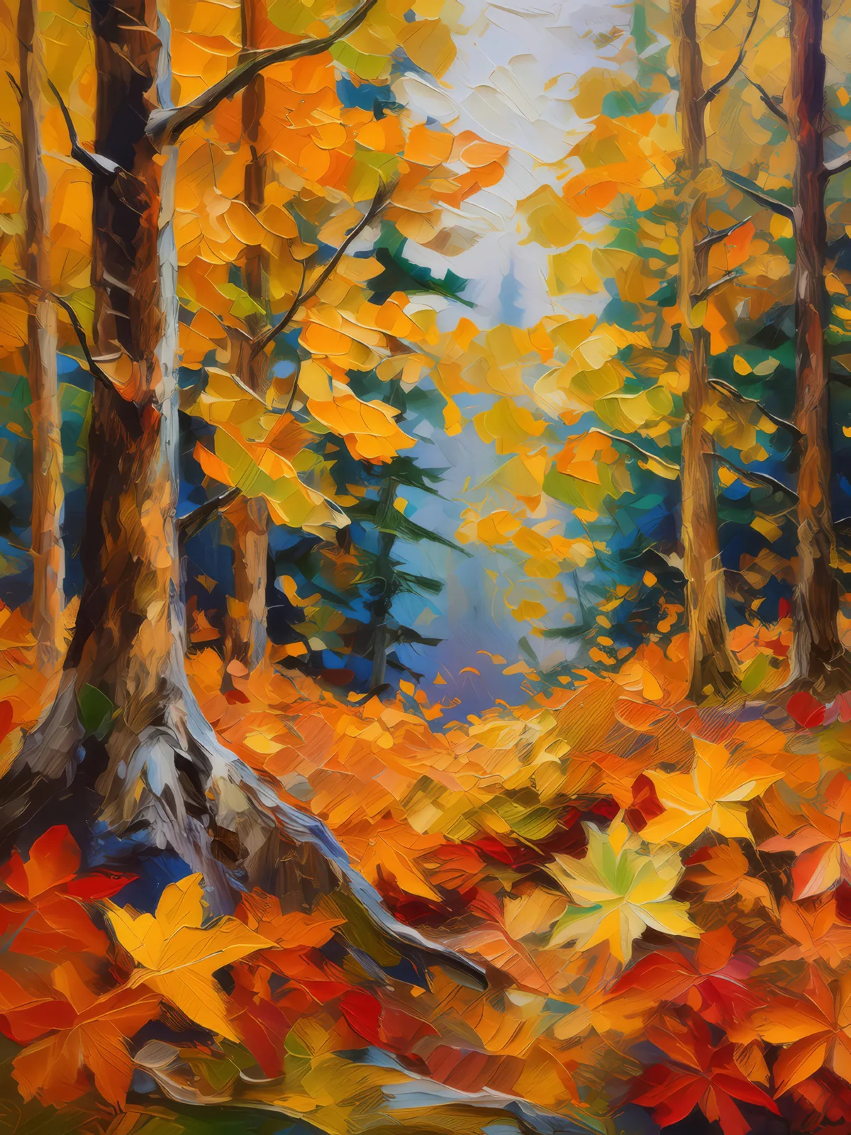 Autumn Boreal Colors, a palette-knife oil landscape by Emma Mickelberg