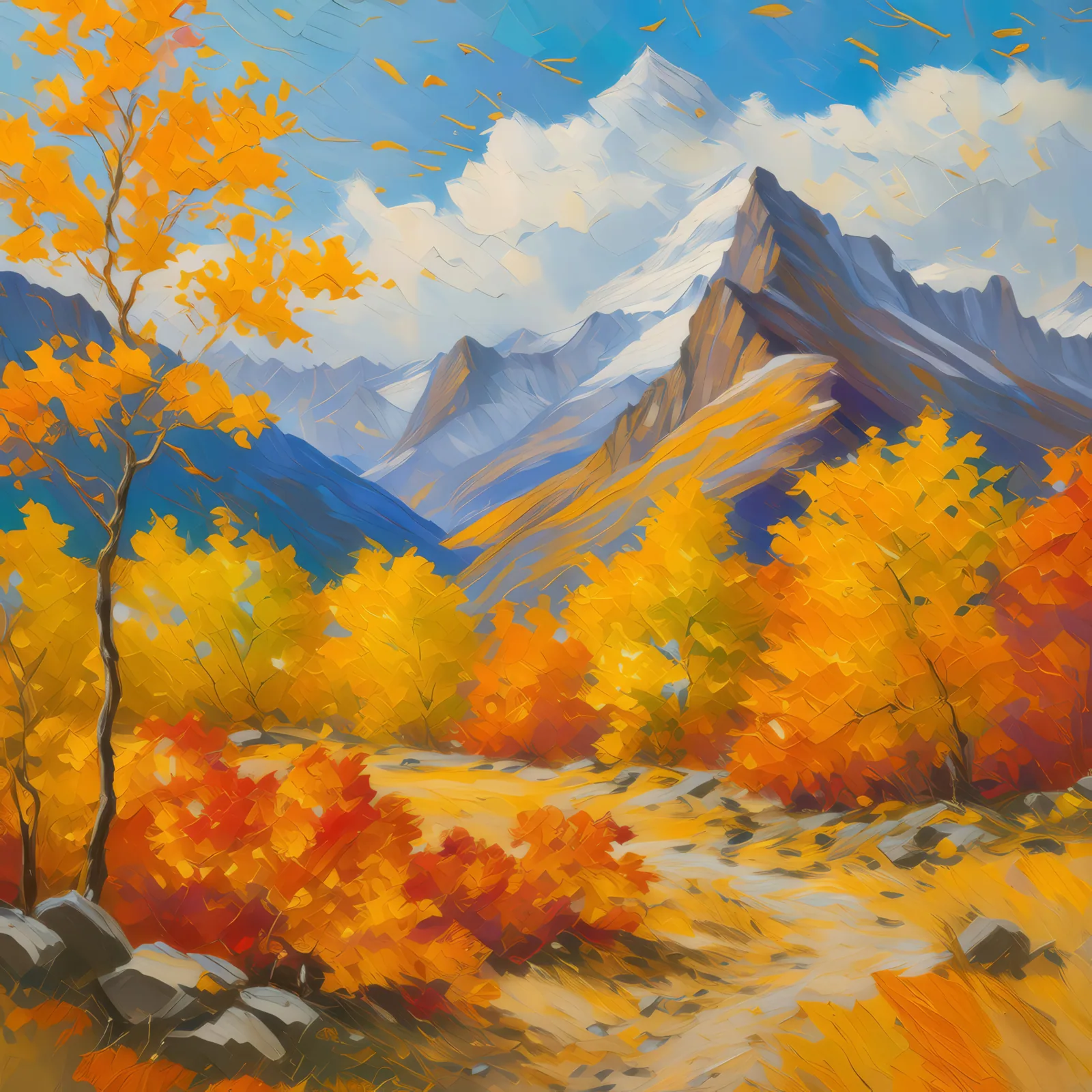 Autumn Colors in Alpine Desert, a palette-knife oil landscape by Emma Mickelberg
