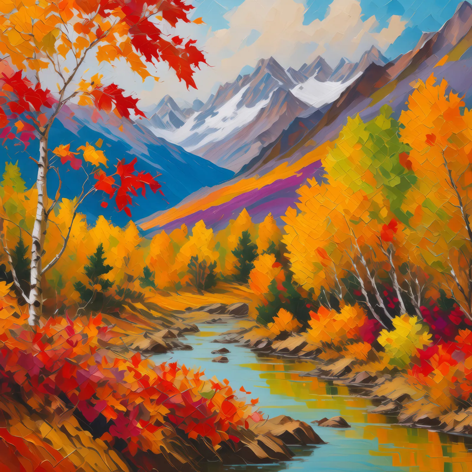 Autumn Tundra Colors, a palette-knife oil landscape by Emma Mickelberg