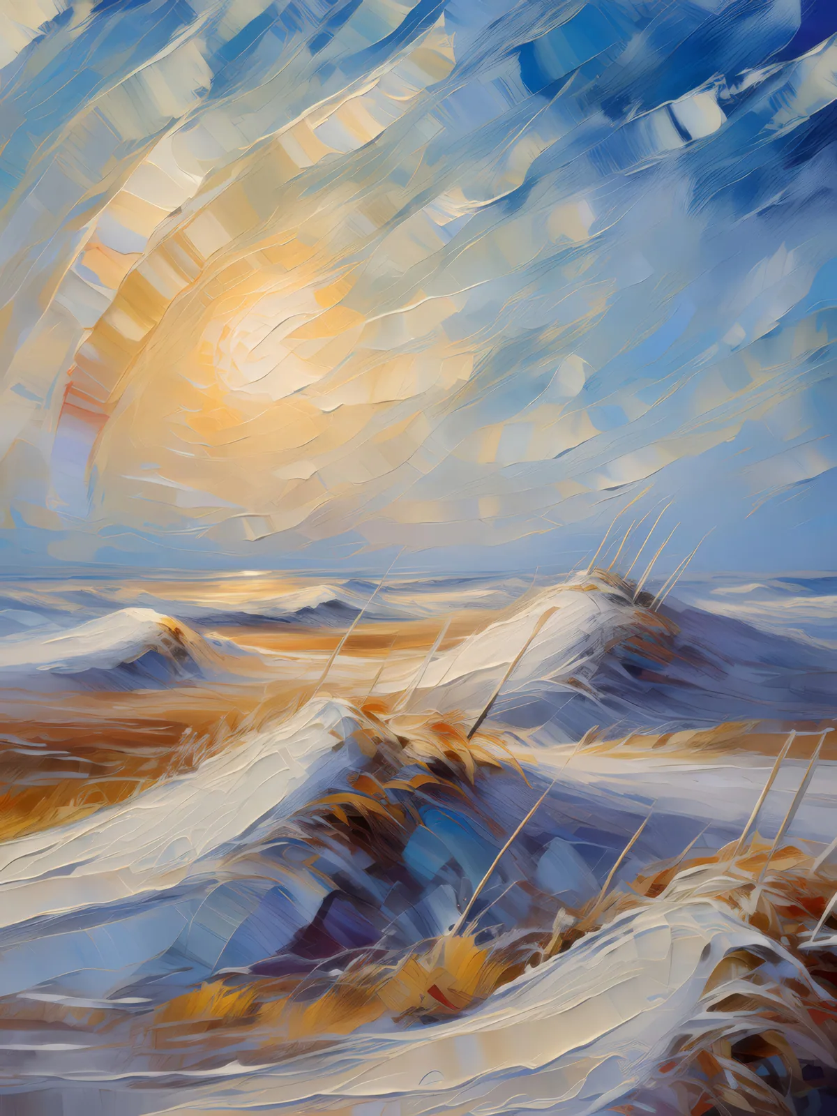 Barren Boreal Desert Winds, a palette-knife oil landscape by Emma Mickelberg