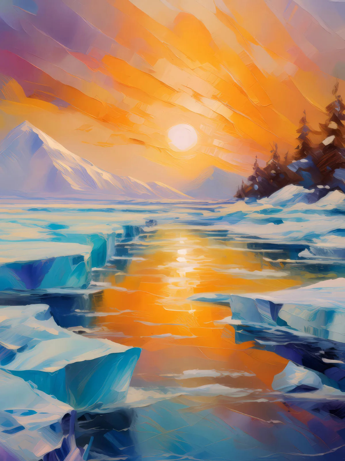 Boreal Desert's Icy Mirage, a palette-knife oil landscape by Emma Mickelberg