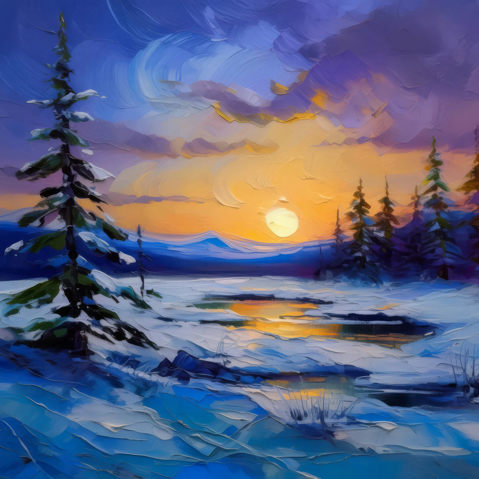 Boreal Desert's Silent Dusk, a palette-knife oil landscape by Emma Mickelberg