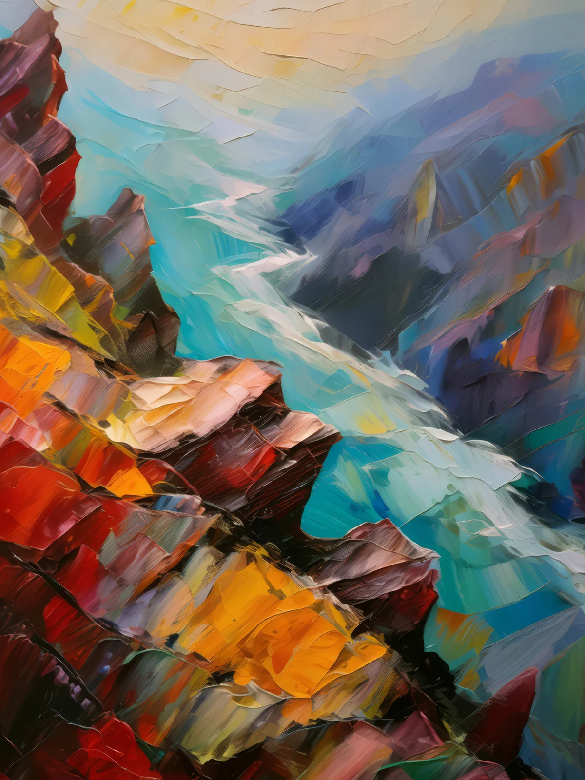 Crag Abstract Close-up, a palette-knife oil landscape by Emma Mickelberg