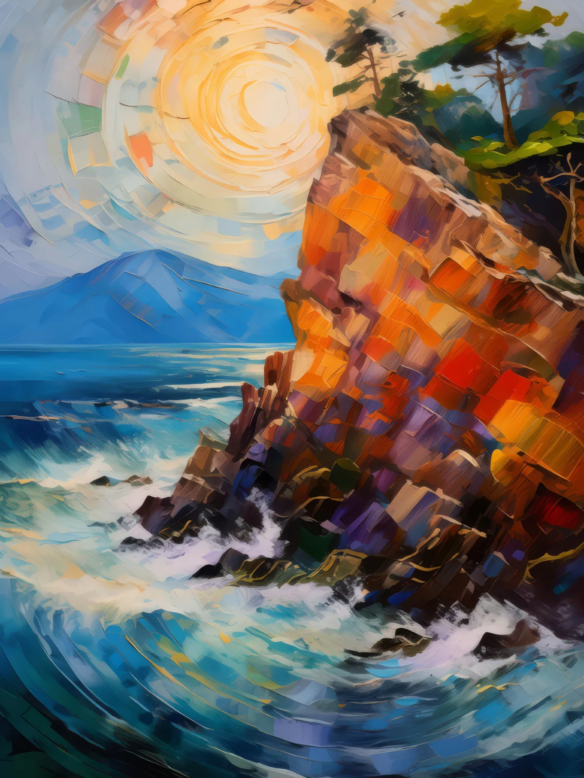 Crag Meditation Melody, a palette-knife oil landscape by Emma Mickelberg