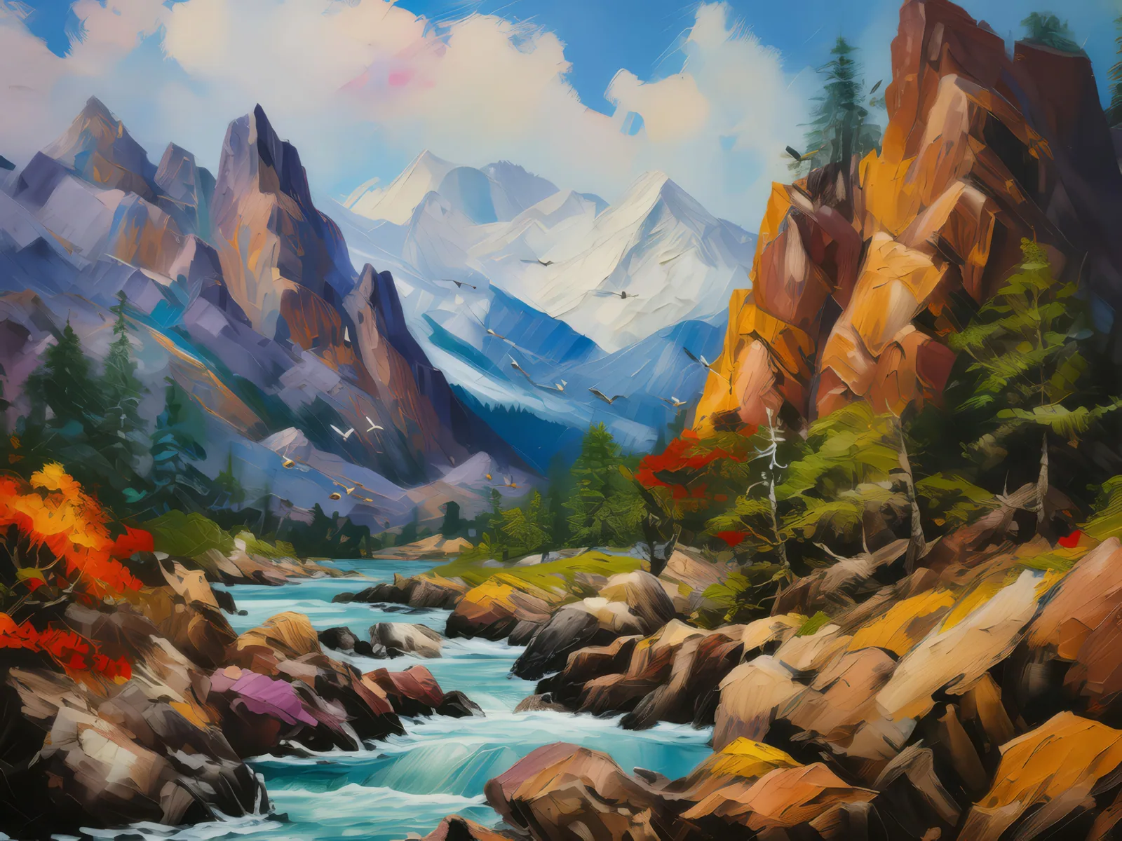 Crag Wildlife Habitat, a palette-knife oil landscape by Emma Mickelberg