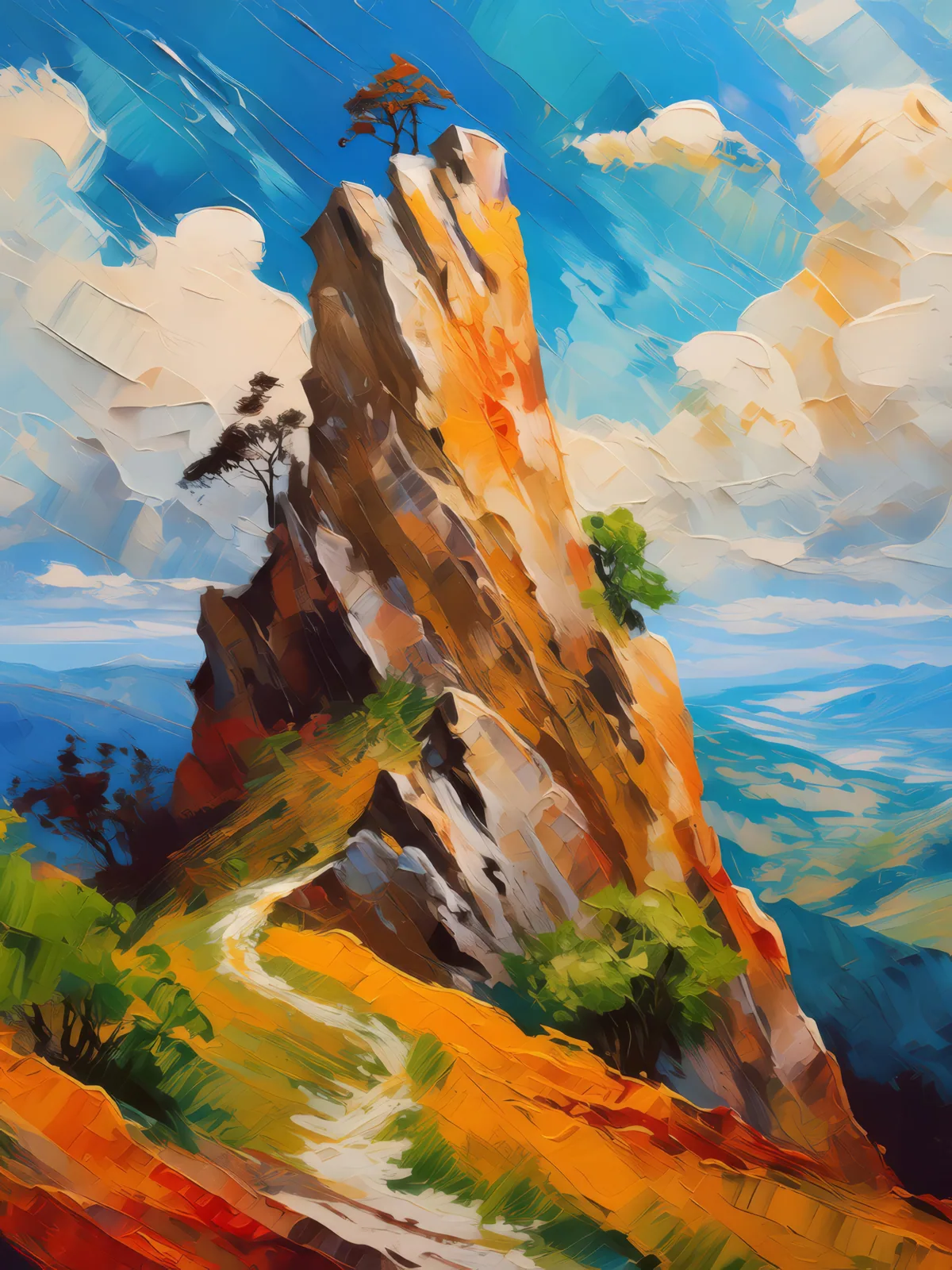Craggy Kingdom's Regal Crown, a palette-knife oil landscape by Emma Mickelberg