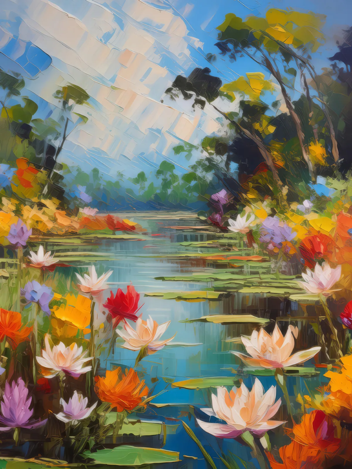 Delta Flora in Bloom, a palette-knife oil landscape by Emma Mickelberg