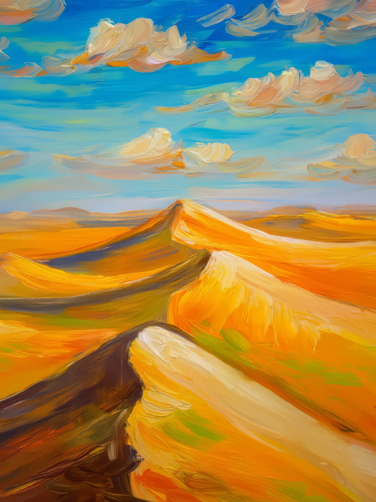 Desert Dune Landscape, a palette-knife oil landscape by Emma Mickelberg