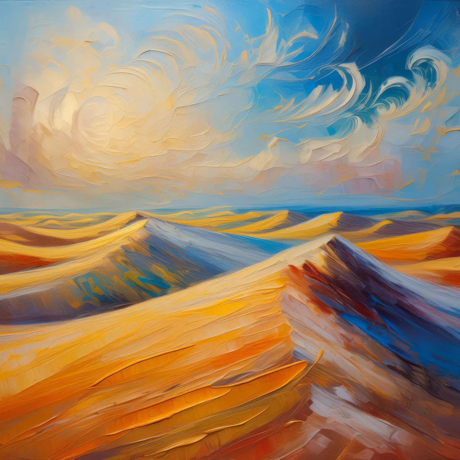 Desert Dunes, a palette-knife oil landscape by Emma Mickelberg