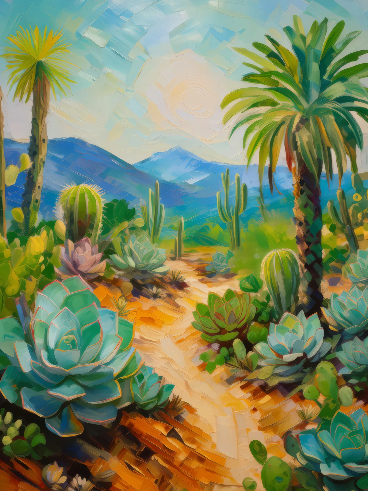 Desert Flora, a palette-knife oil landscape by Emma Mickelberg