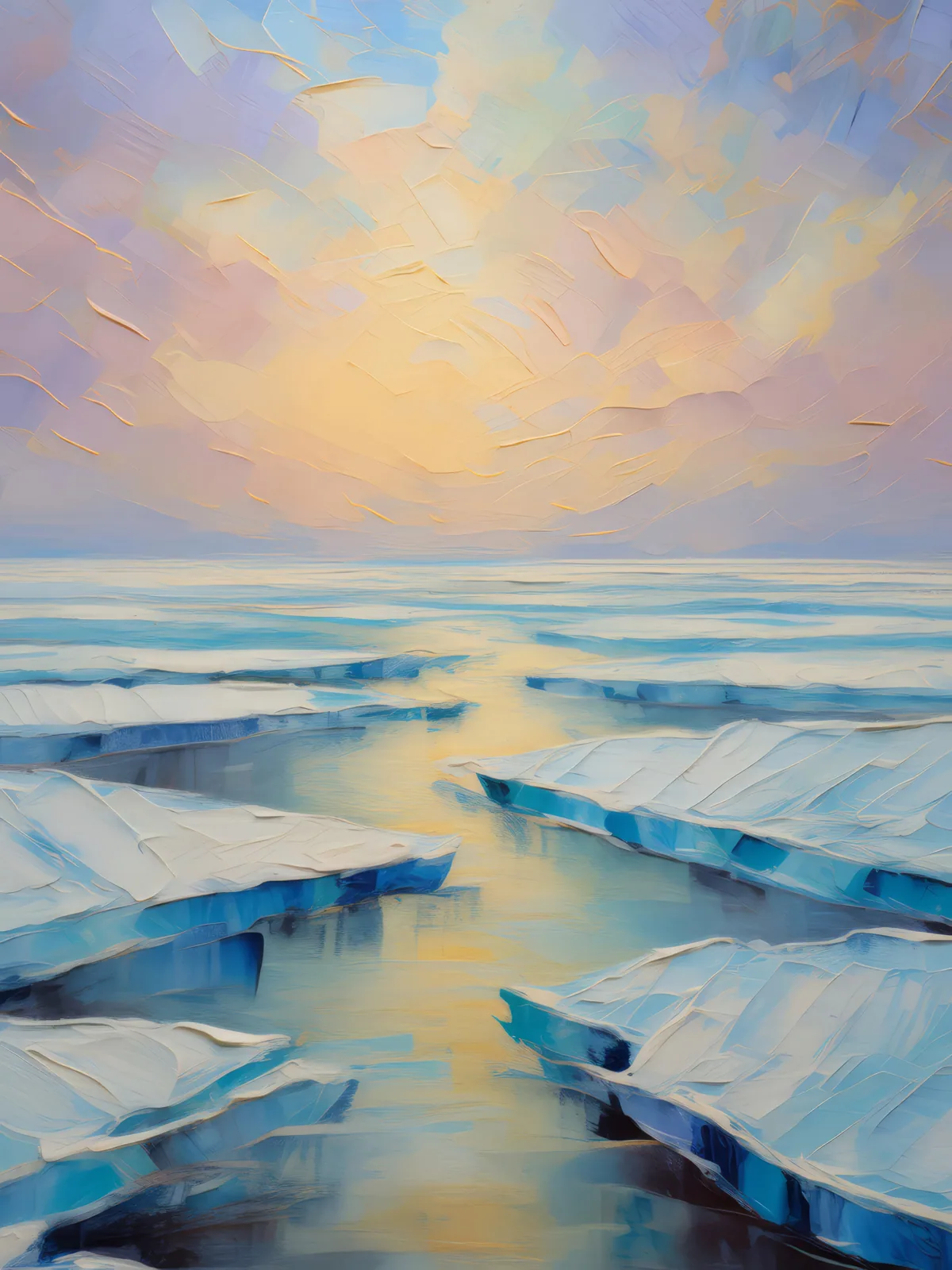 Desert Ice Field, a palette-knife oil landscape by Emma Mickelberg