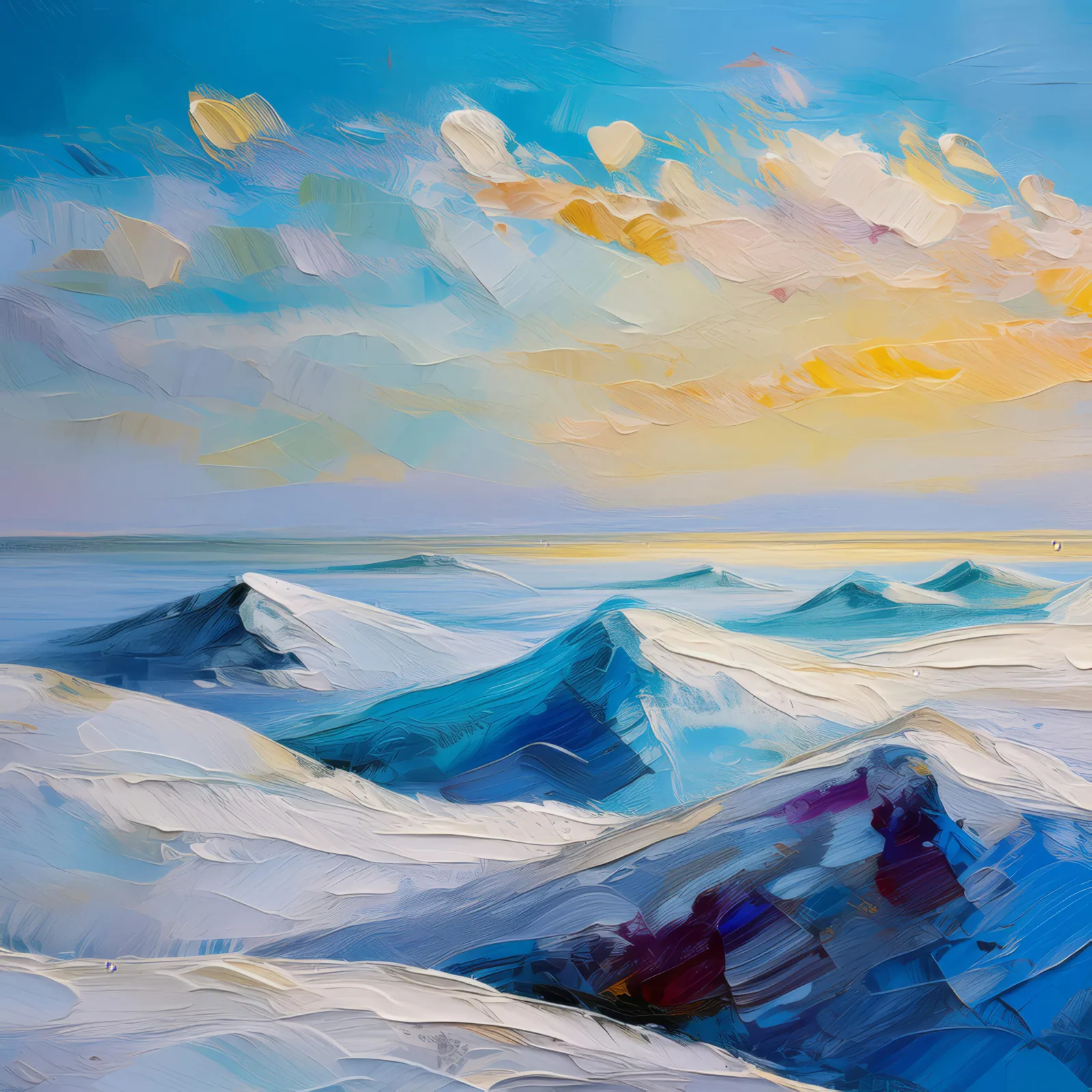 Desert Ice Plateau, a palette-knife oil landscape by Emma Mickelberg