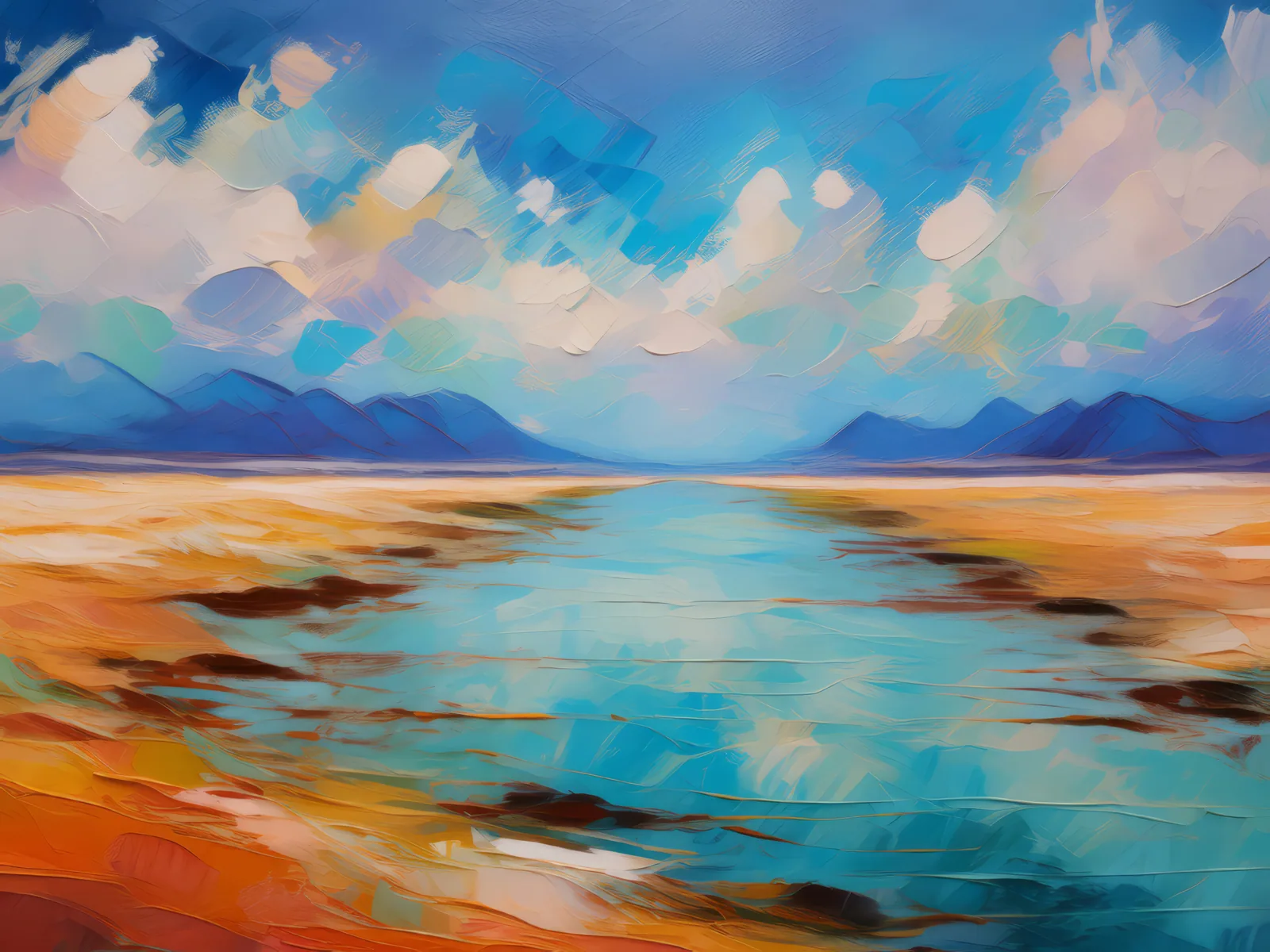 Desert Mirage Vision, a palette-knife oil landscape by Emma Mickelberg