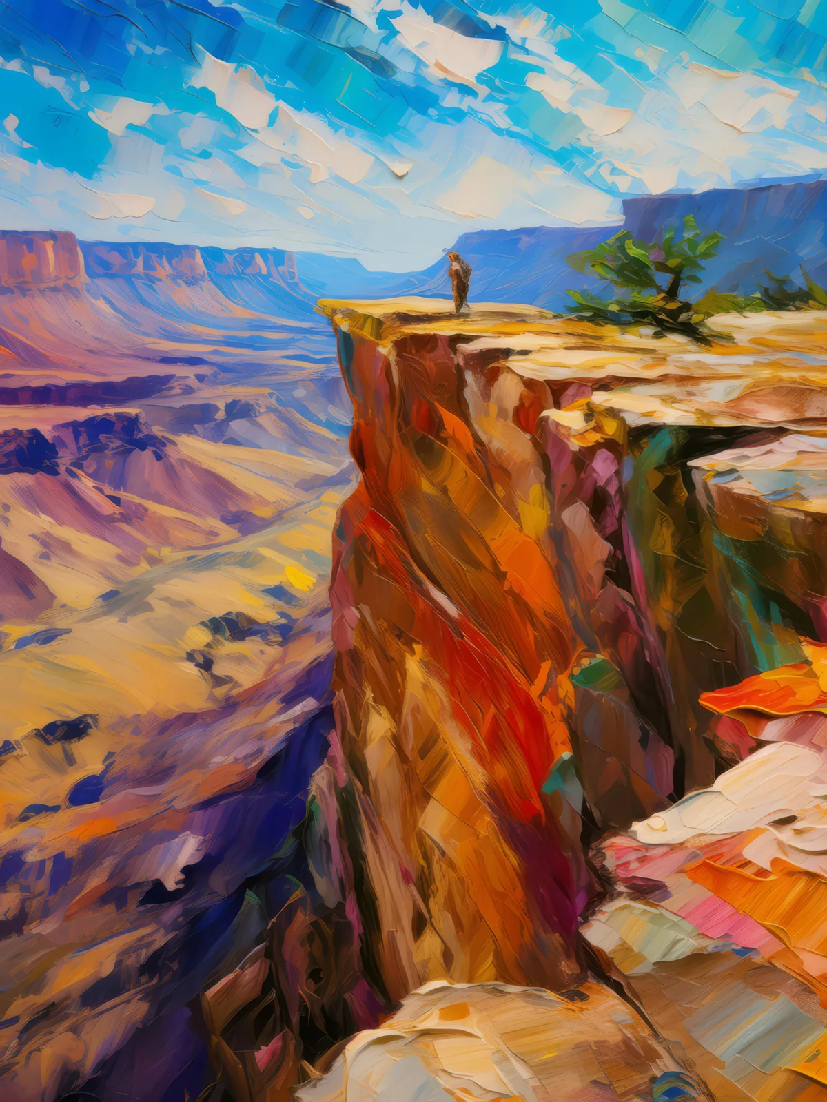 Desert Mountain Cliff, a palette-knife oil landscape by Emma Mickelberg