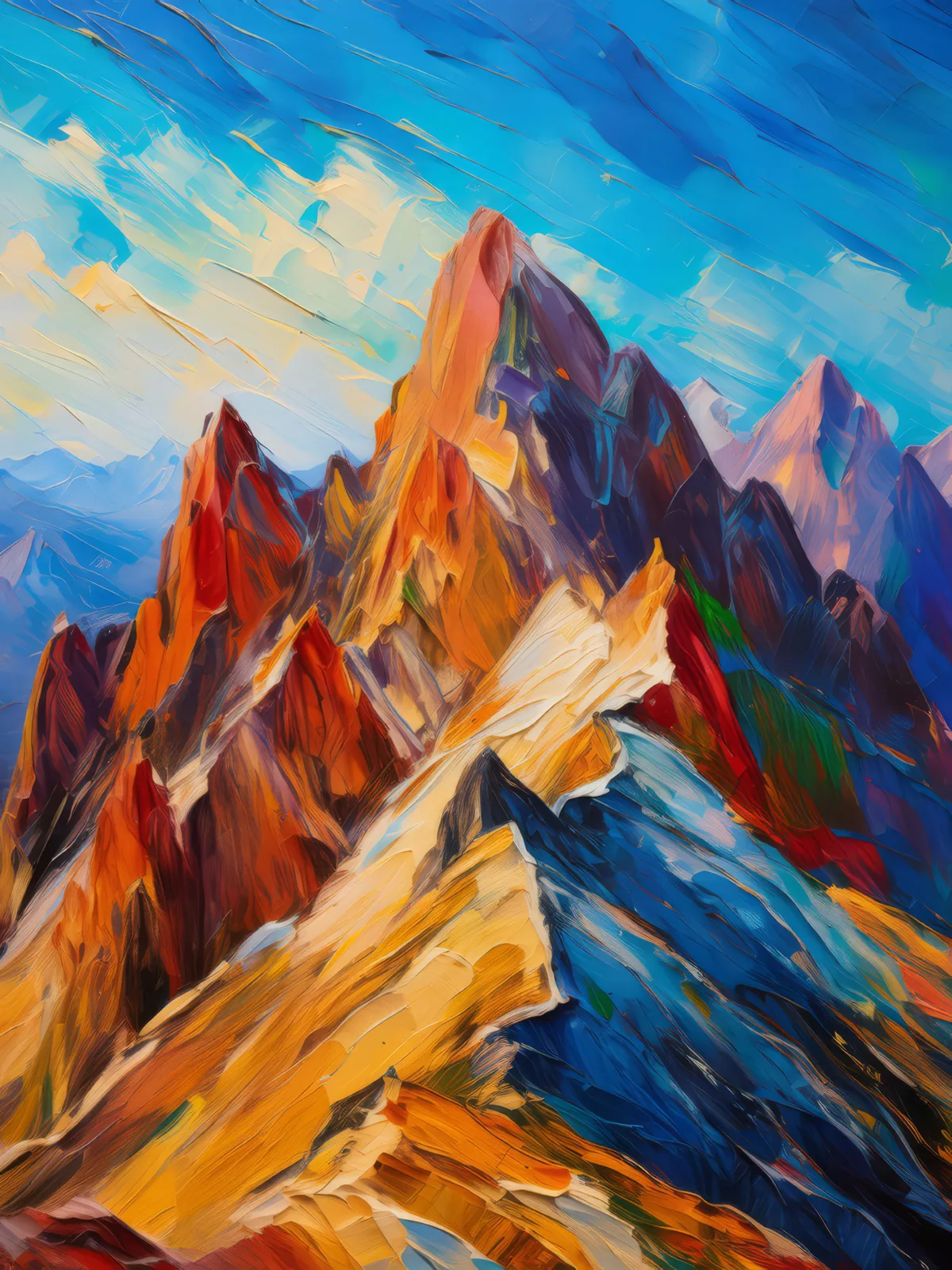 Desert Mountain Peaks, a palette-knife oil landscape by Emma Mickelberg