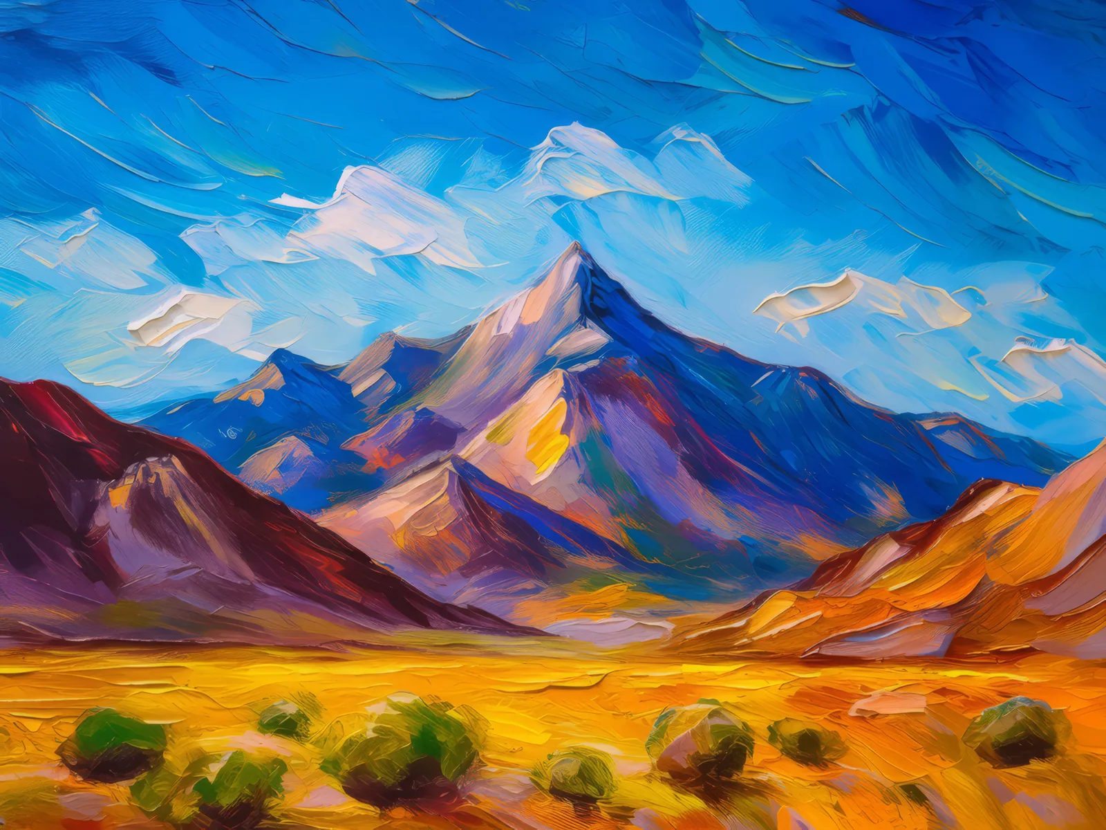 Desert Mountain Range, a palette-knife oil landscape by Emma Mickelberg