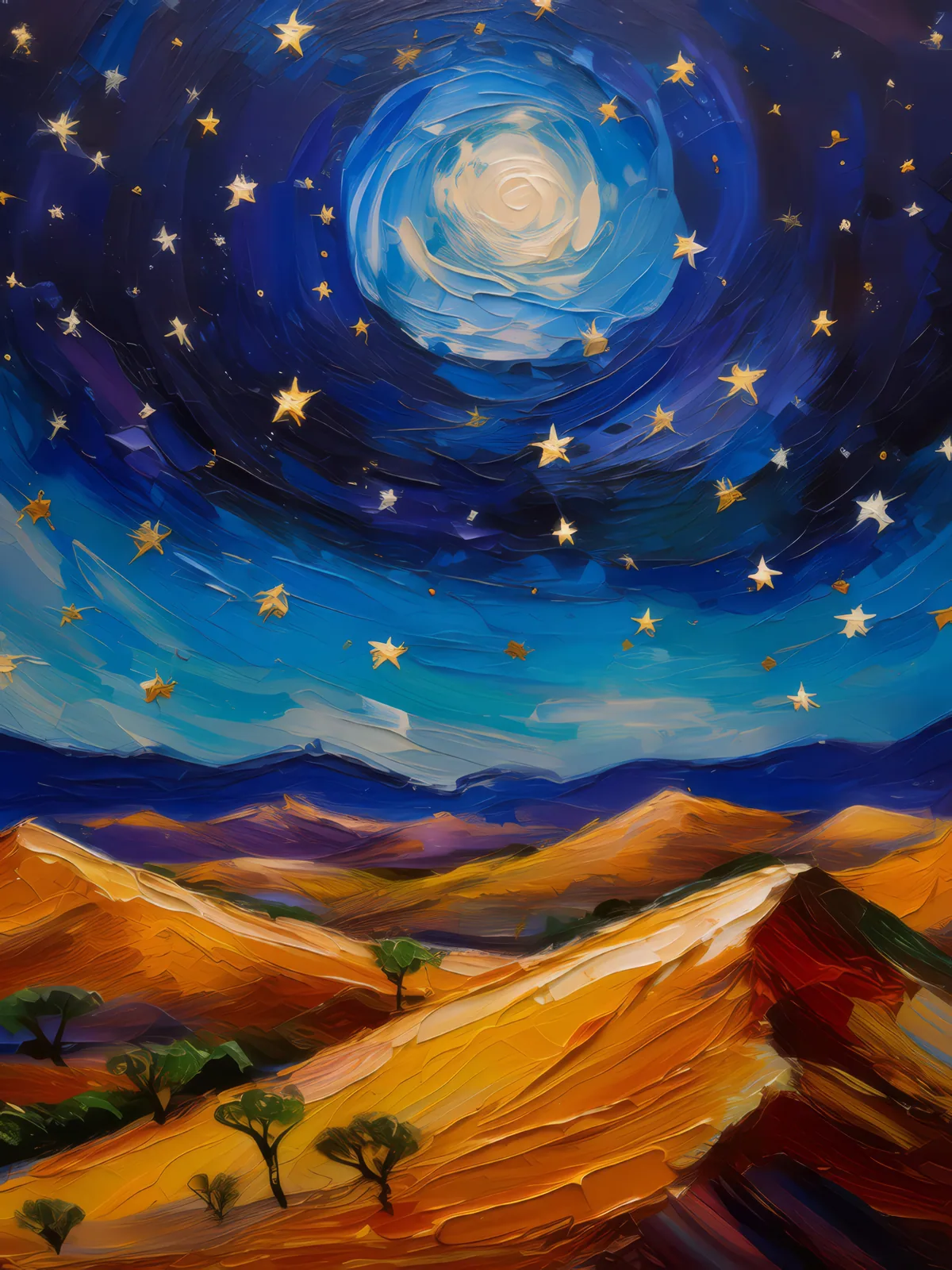 Desert Night Sky, a palette-knife oil landscape by Emma Mickelberg