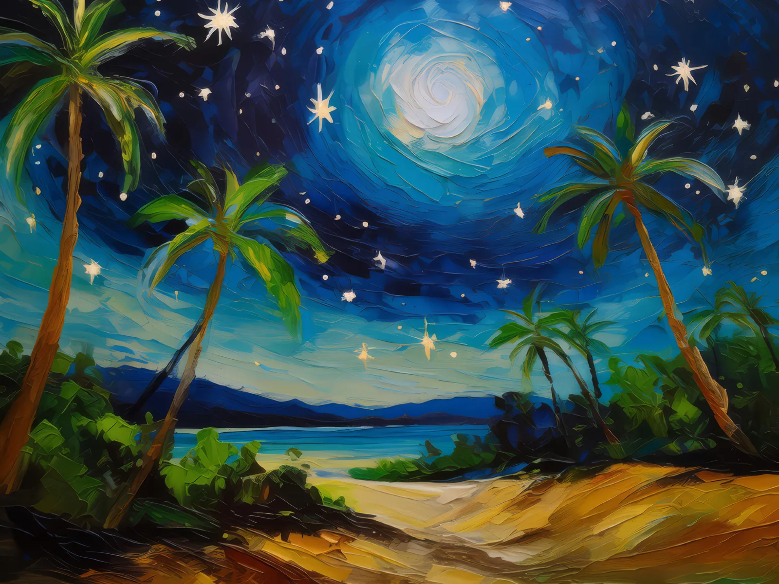 Desert Night, a palette-knife oil landscape by Emma Mickelberg