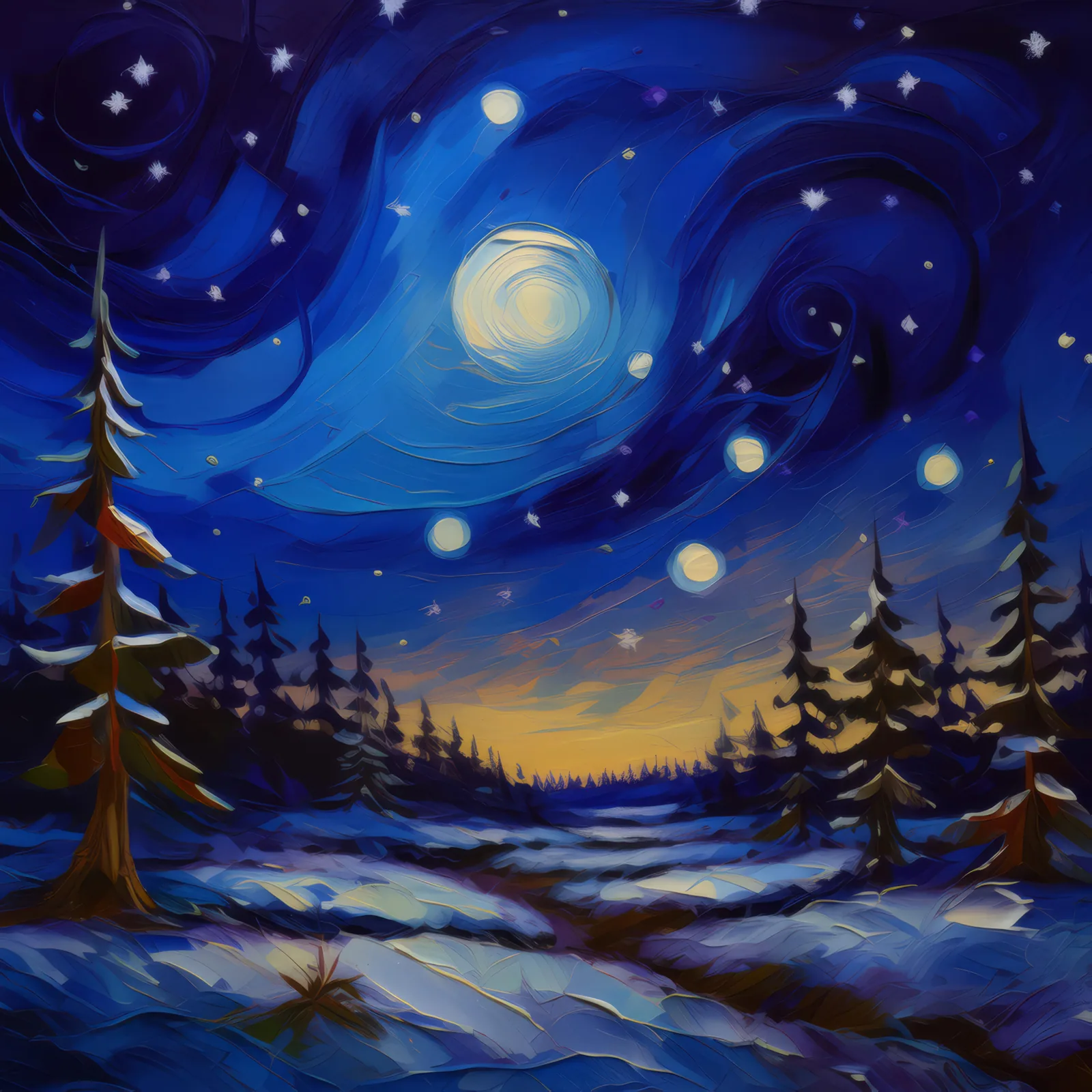 Desert Night's Cold Silence, a palette-knife oil landscape by Emma Mickelberg