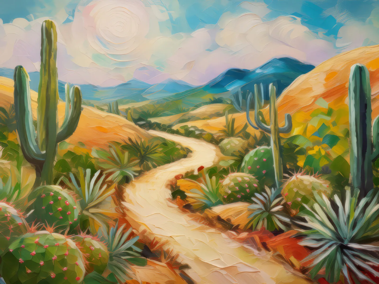 Desert Path, a palette-knife oil landscape by Emma Mickelberg