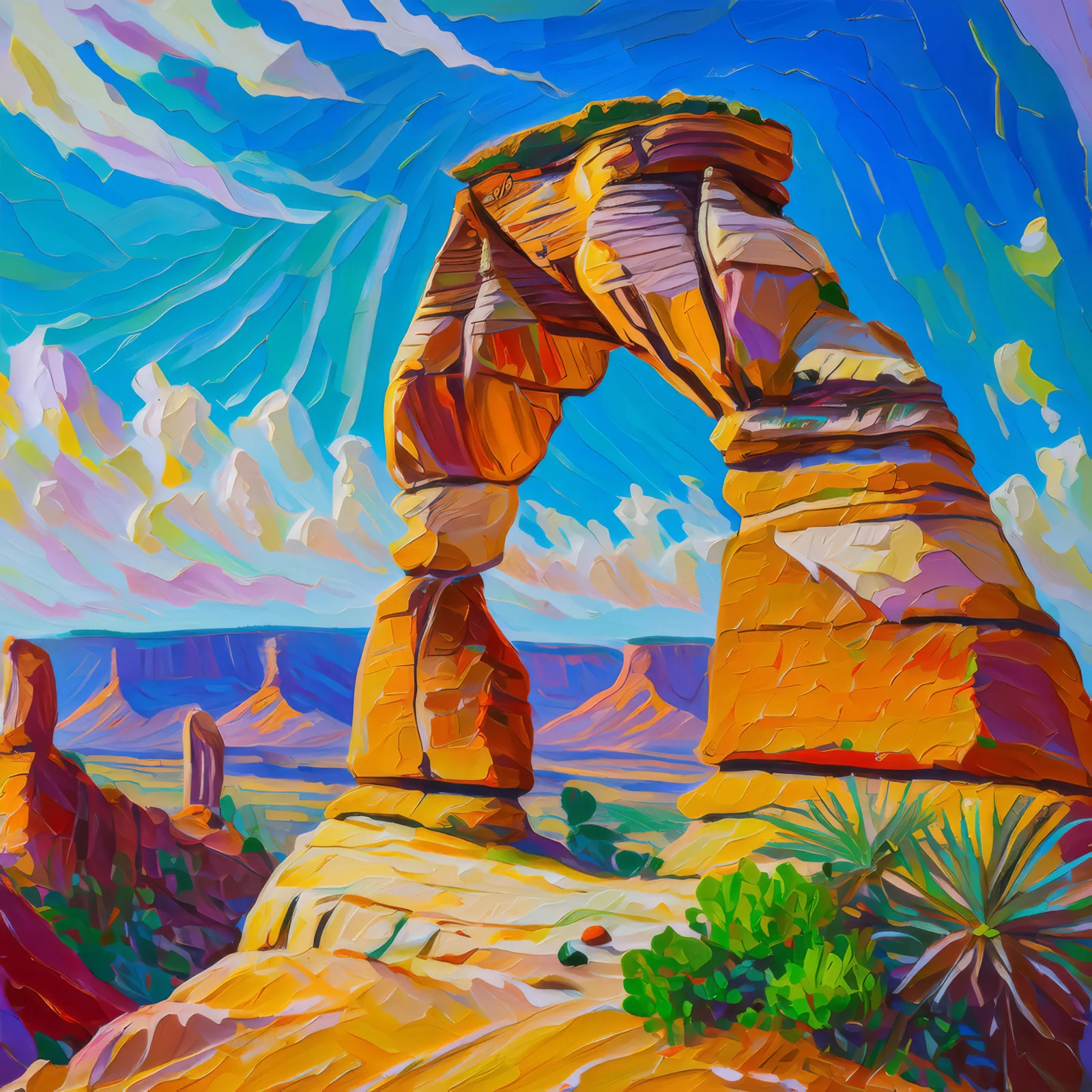 Desert Rock Arch, a palette-knife oil landscape by Emma Mickelberg