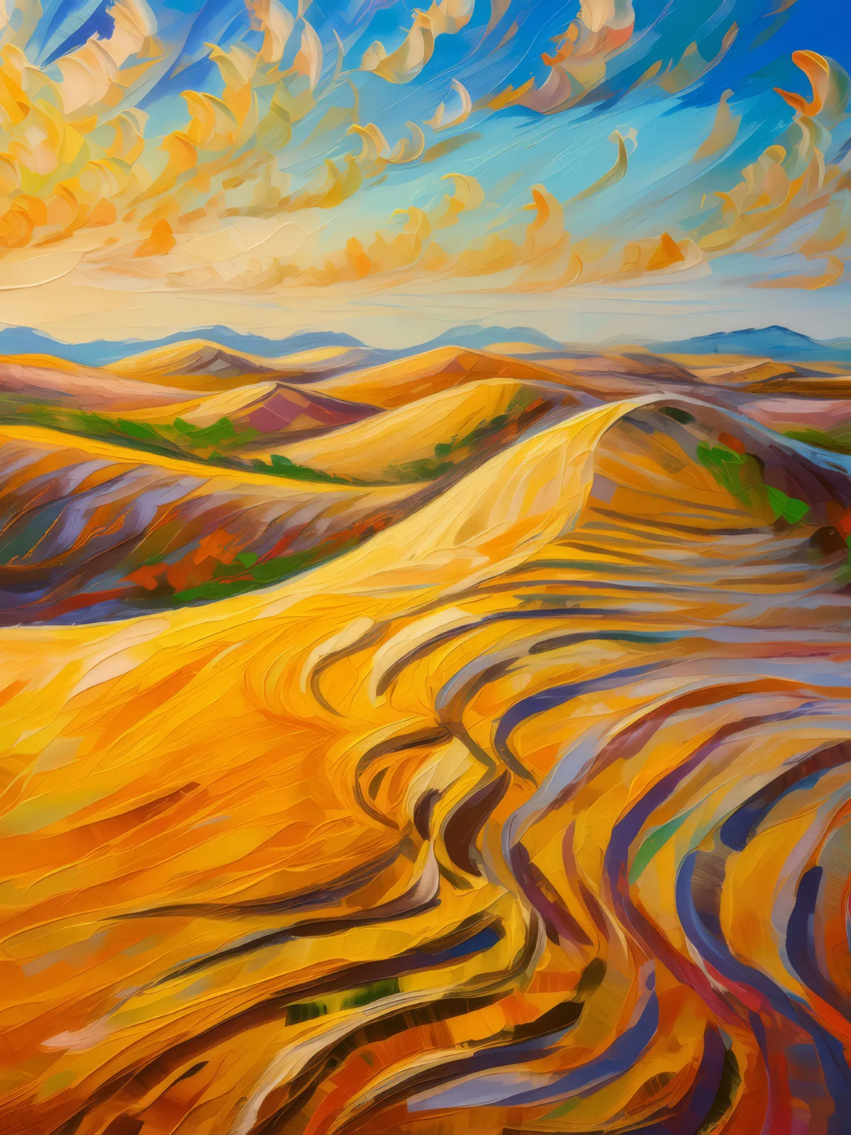 Desert Sand Patterns, a palette-knife oil landscape by Emma Mickelberg