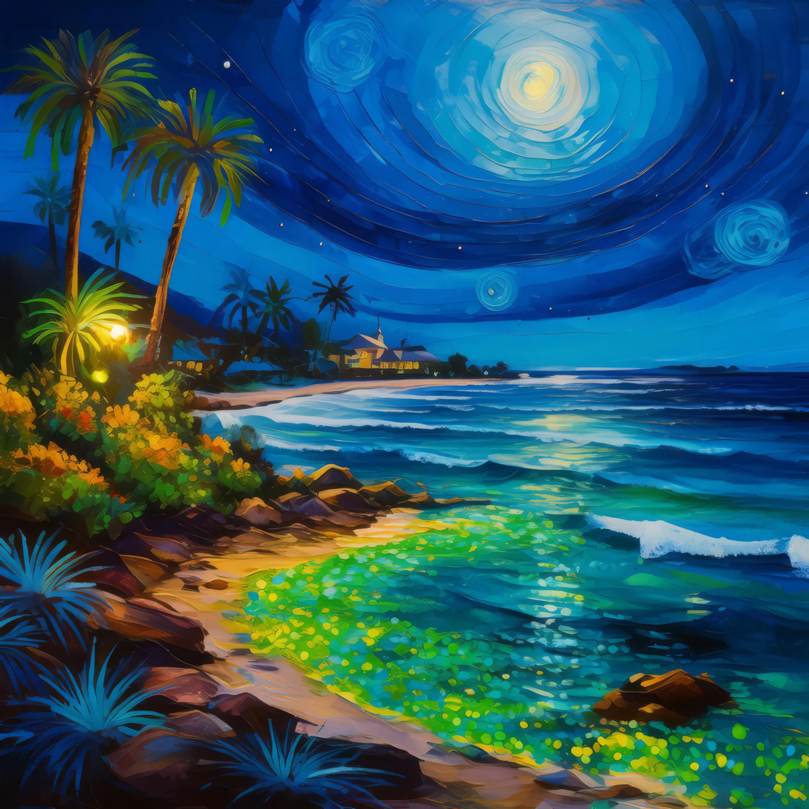 Desert Sea Light Show, a palette-knife oil landscape by Emma Mickelberg