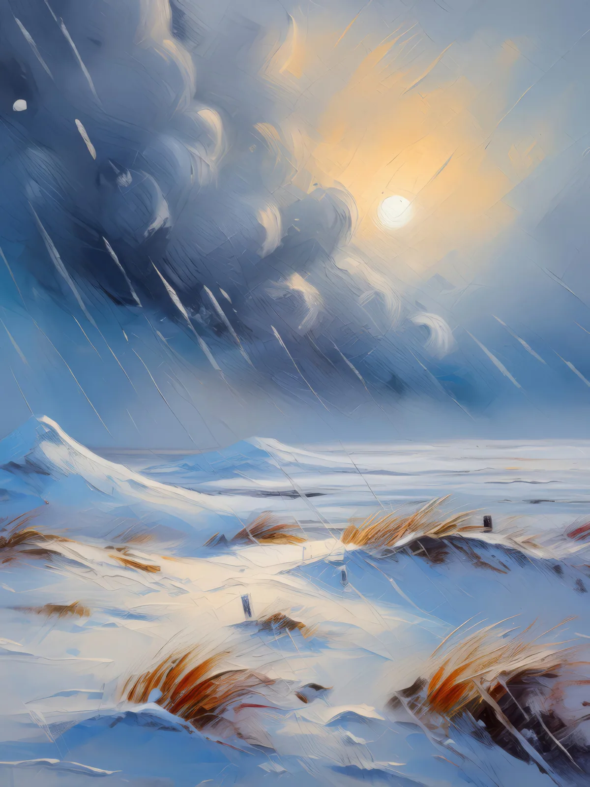 Desert Snowstorm, a palette-knife oil landscape by Emma Mickelberg