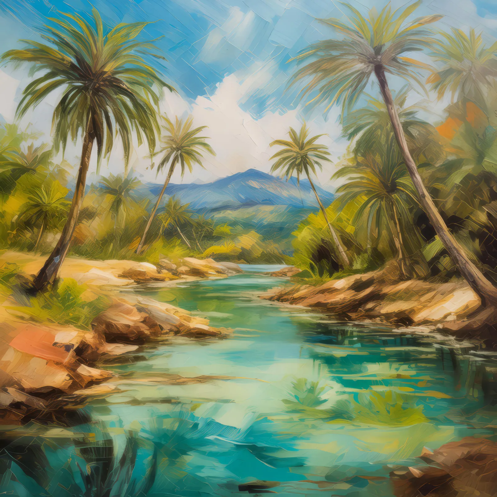 Desert Spring, a palette-knife oil landscape by Emma Mickelberg