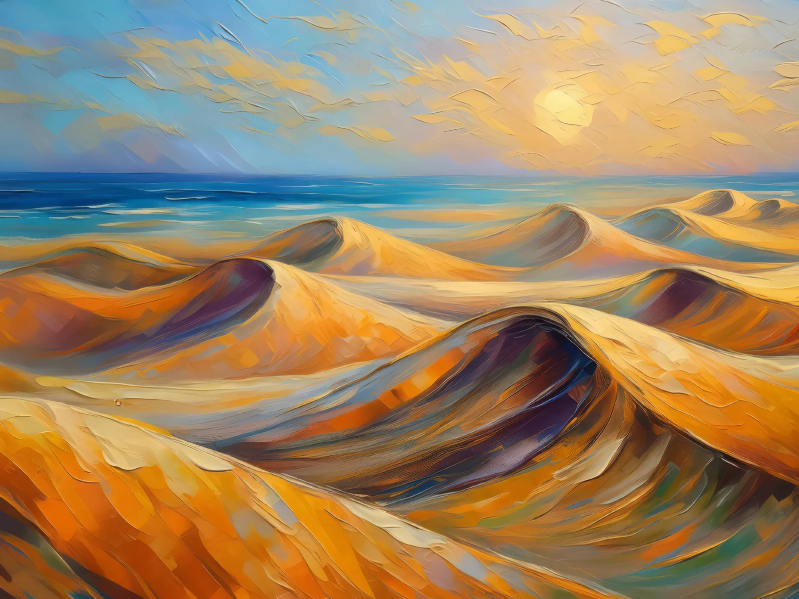 Desert Wind Patterns, a palette-knife oil landscape by Emma Mickelberg